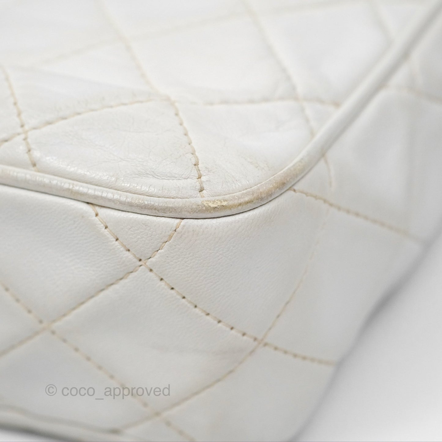 Chanel Vintage Small Camera Bag White Lambskin Gold Hardware