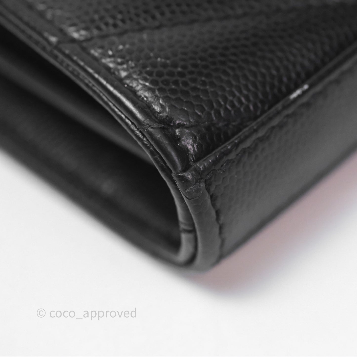 Saint Laurent Wallet on Chain WOC Black Grained Leather Sliver Hardware