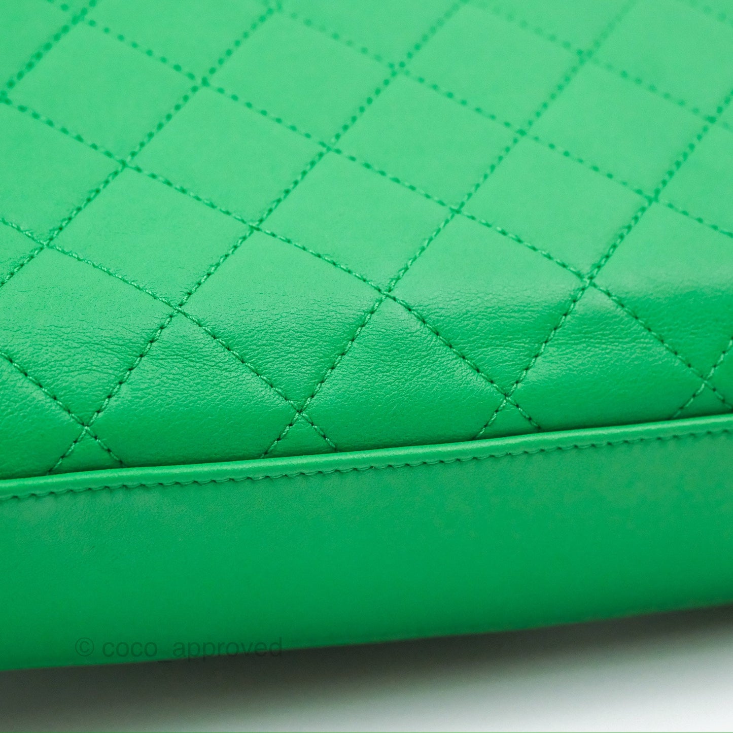Chanel CC Quilted Flap Bag With Top Handle Green Calfskin Gold Hardware