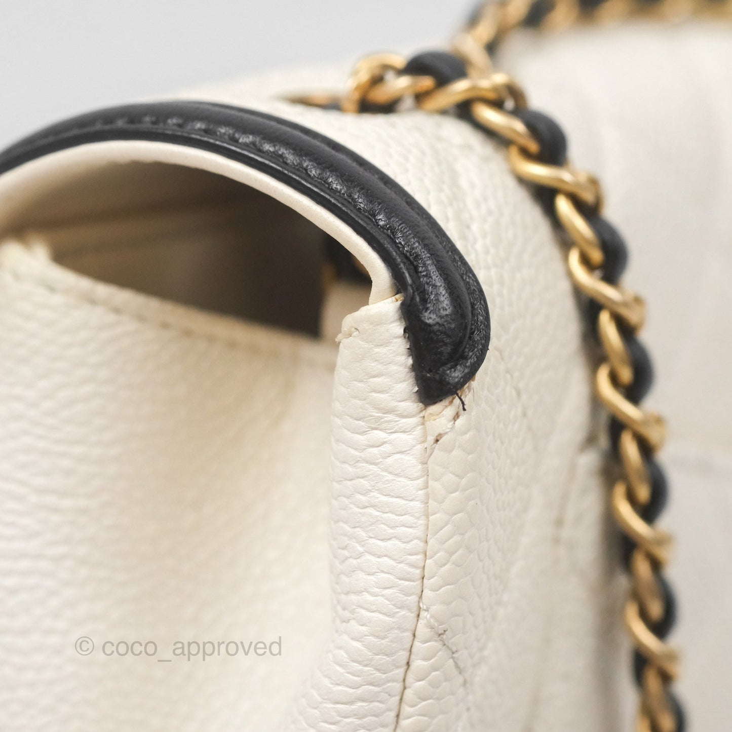 Chanel Small CC Filigree Flap Quilted Ivory Caviar