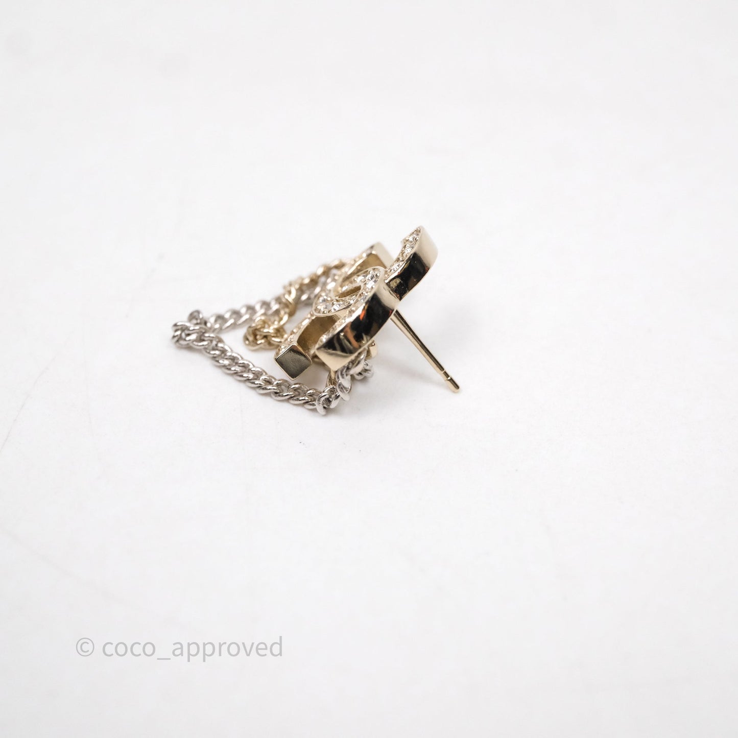 Chanel Crystal CC Chain Pendant Earrings 21B