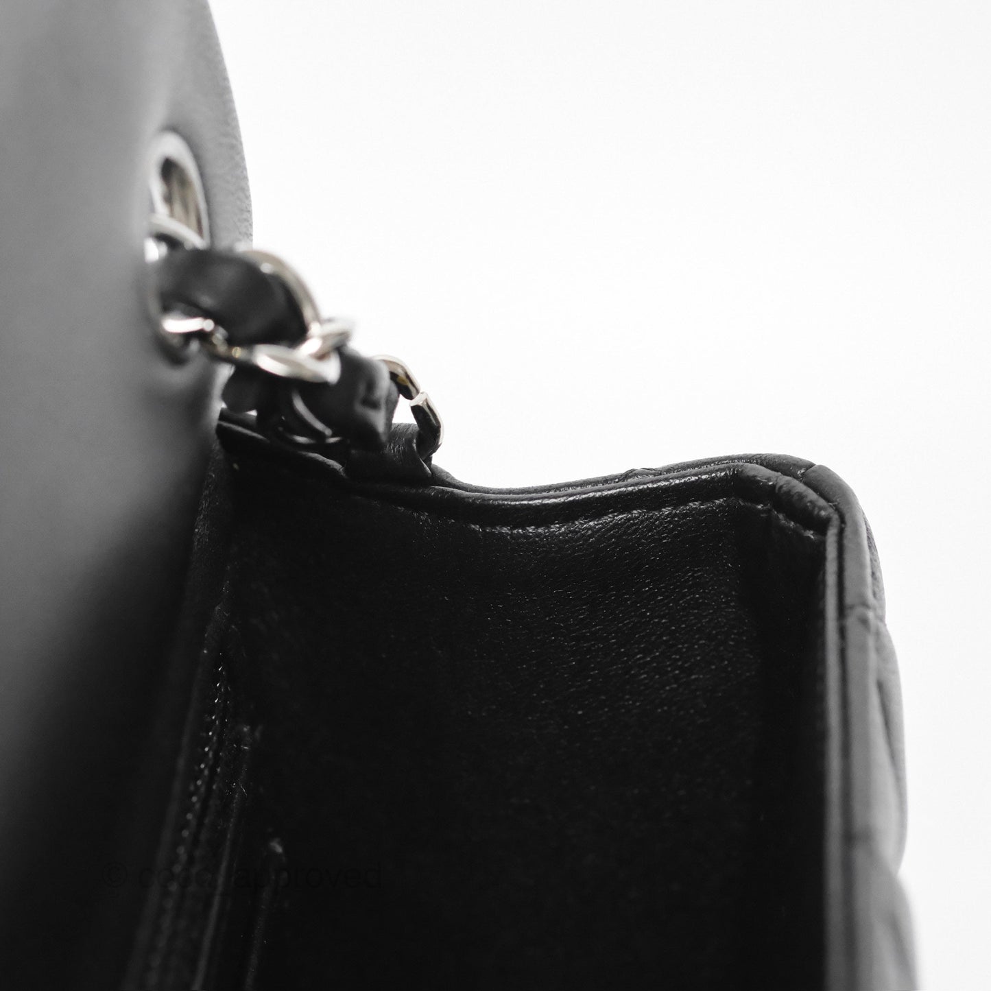 Chanel Quilted Mini Rectangular Flap Black Lambskin Silver Hardware
