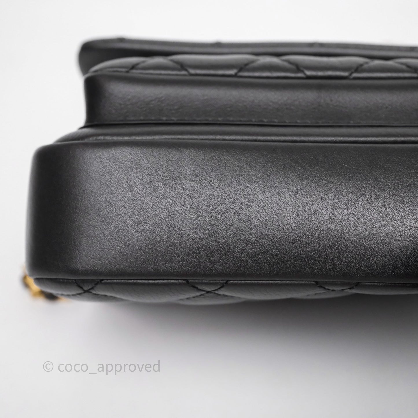 Chanel Quilted Handle Flap Bag Black Calfskin Aged Gold Hardware