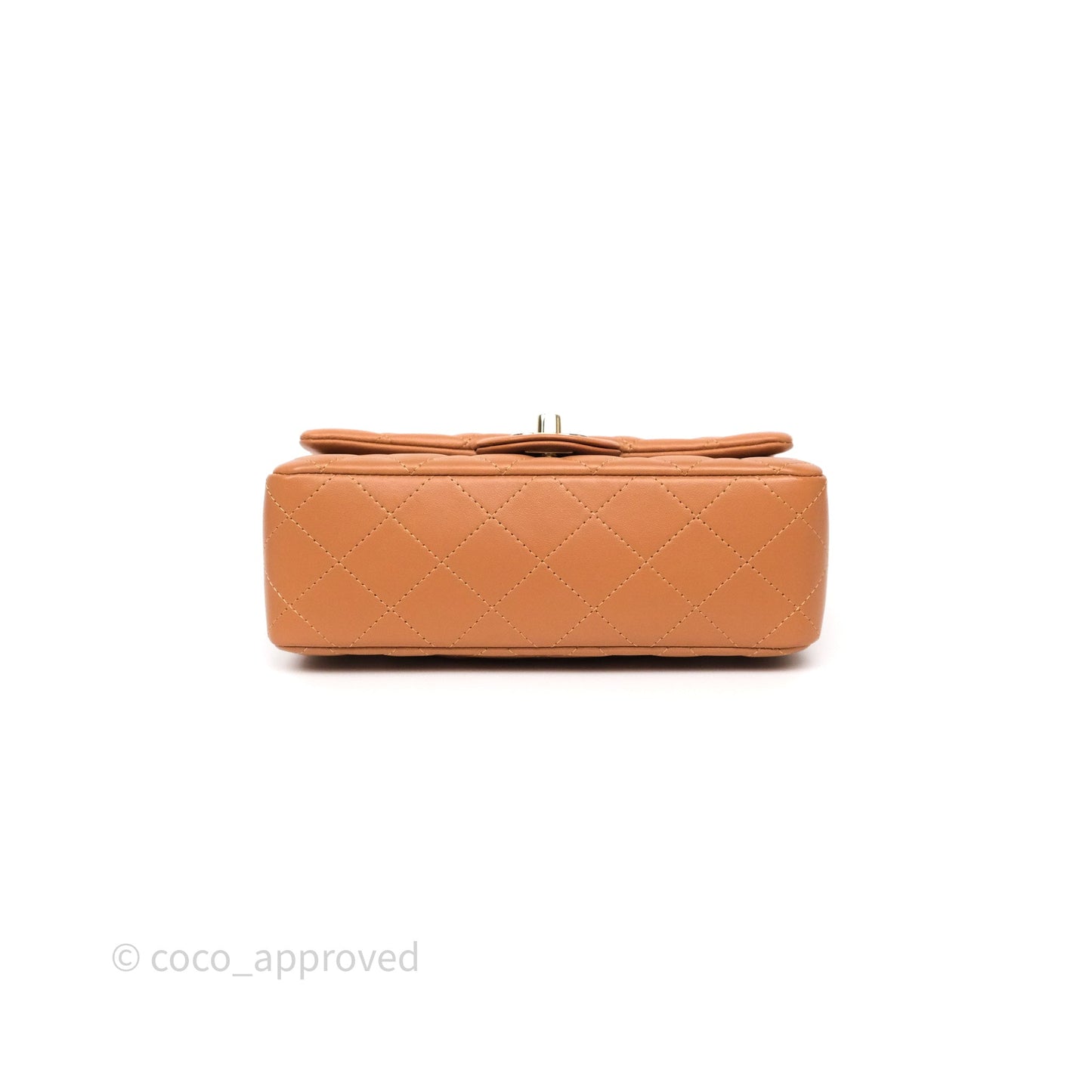 Chanel Mini Rectangular Flap Quilted Caramel Beige Lambskin Gold Hardware