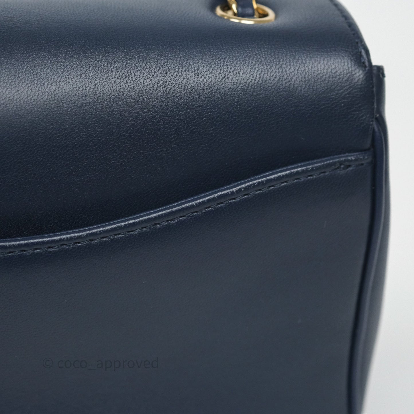 Chanel CC Mania Flap Bag Navy Lambskin Gold Hardware