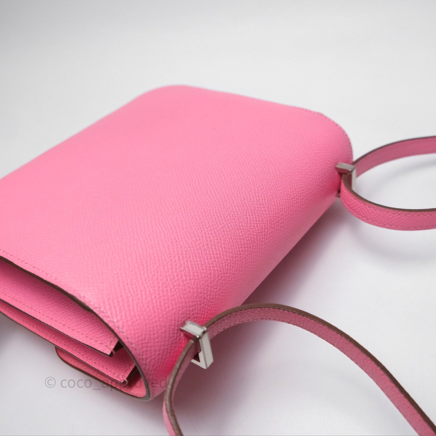 Hermès Constance Mini 18cm Rose d'ete Epsom Palladium Hardware