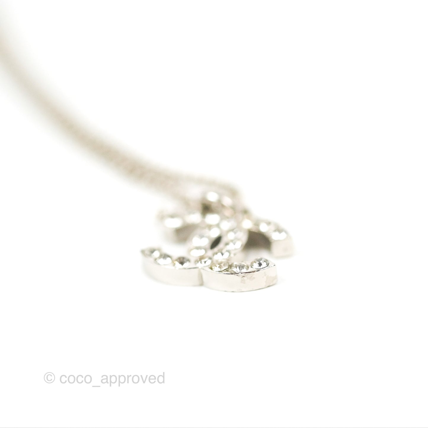 Chanel CC Crystal Necklace Silver Tone 13V