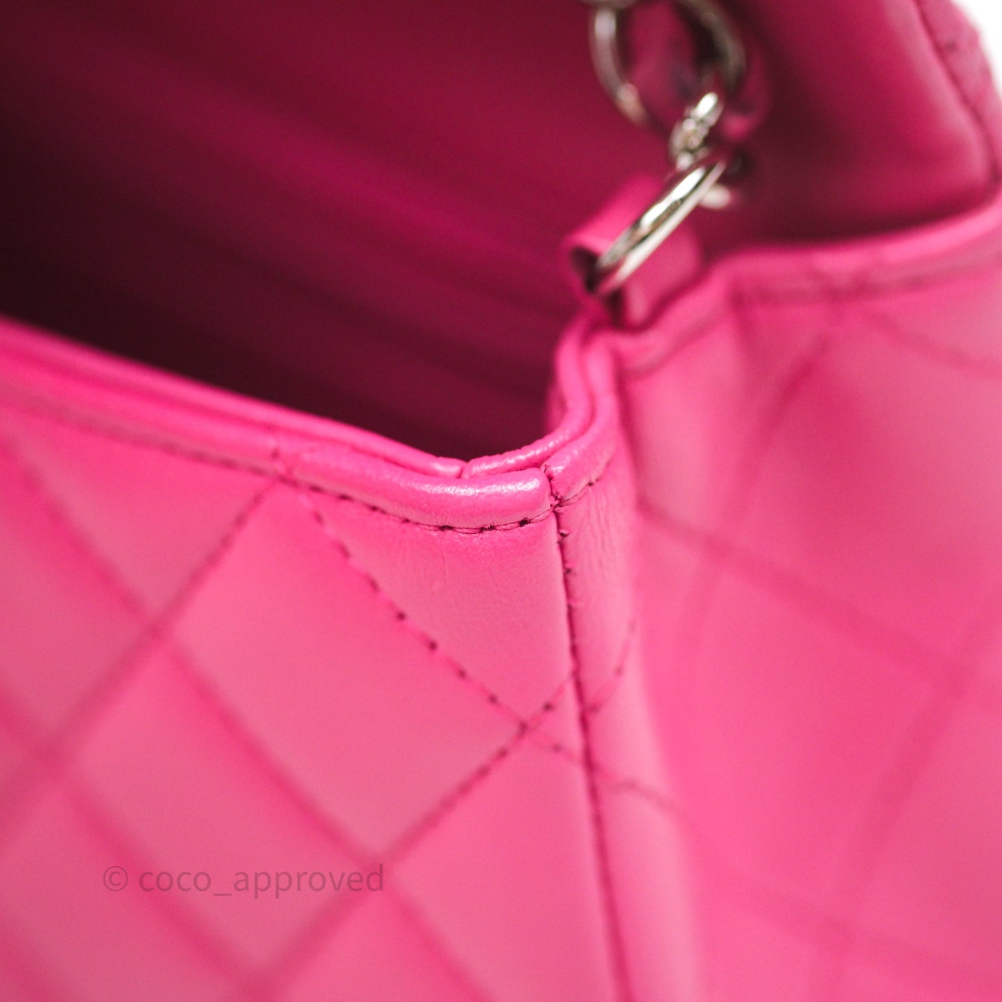Chanel Mini Rectangular Quilted Dark Pink Lambskin Silver Hardware