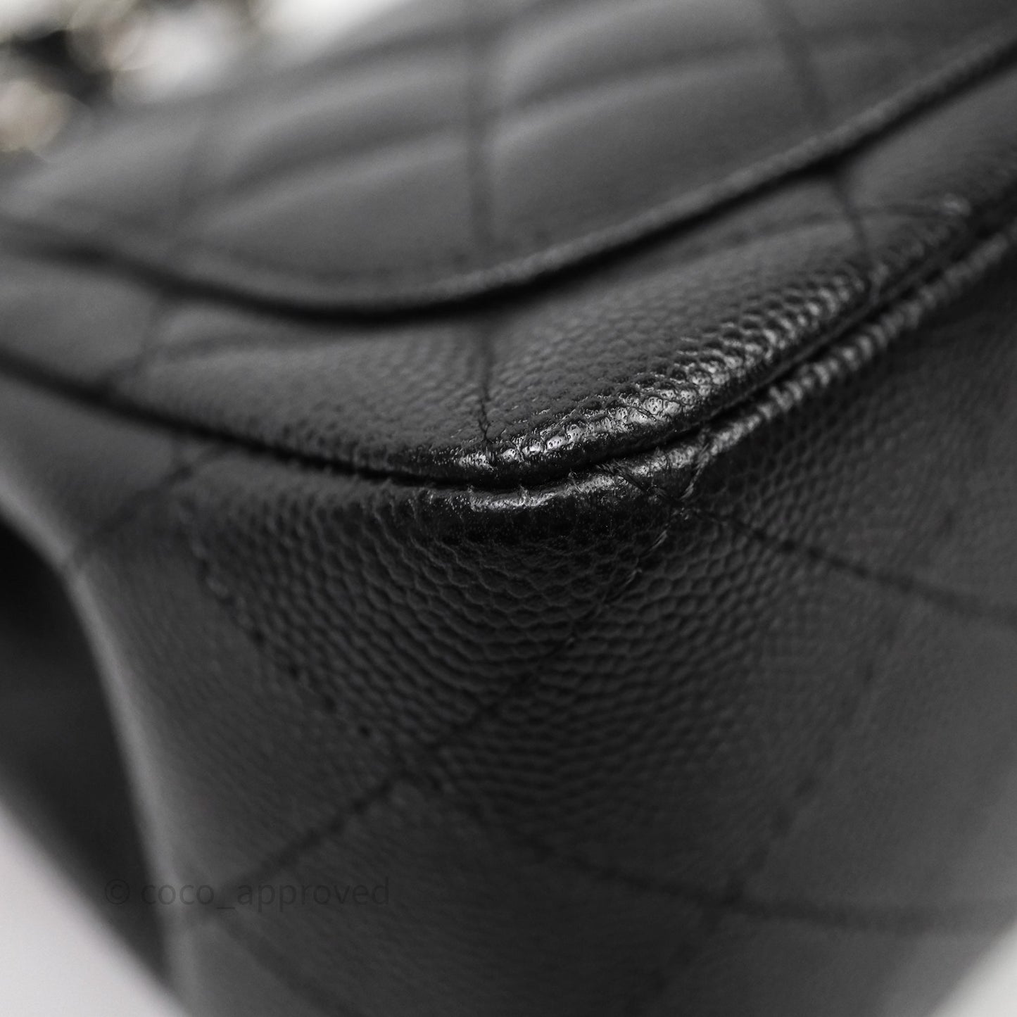 Chanel Mini Square Quilted Black Caviar Silver Hardware