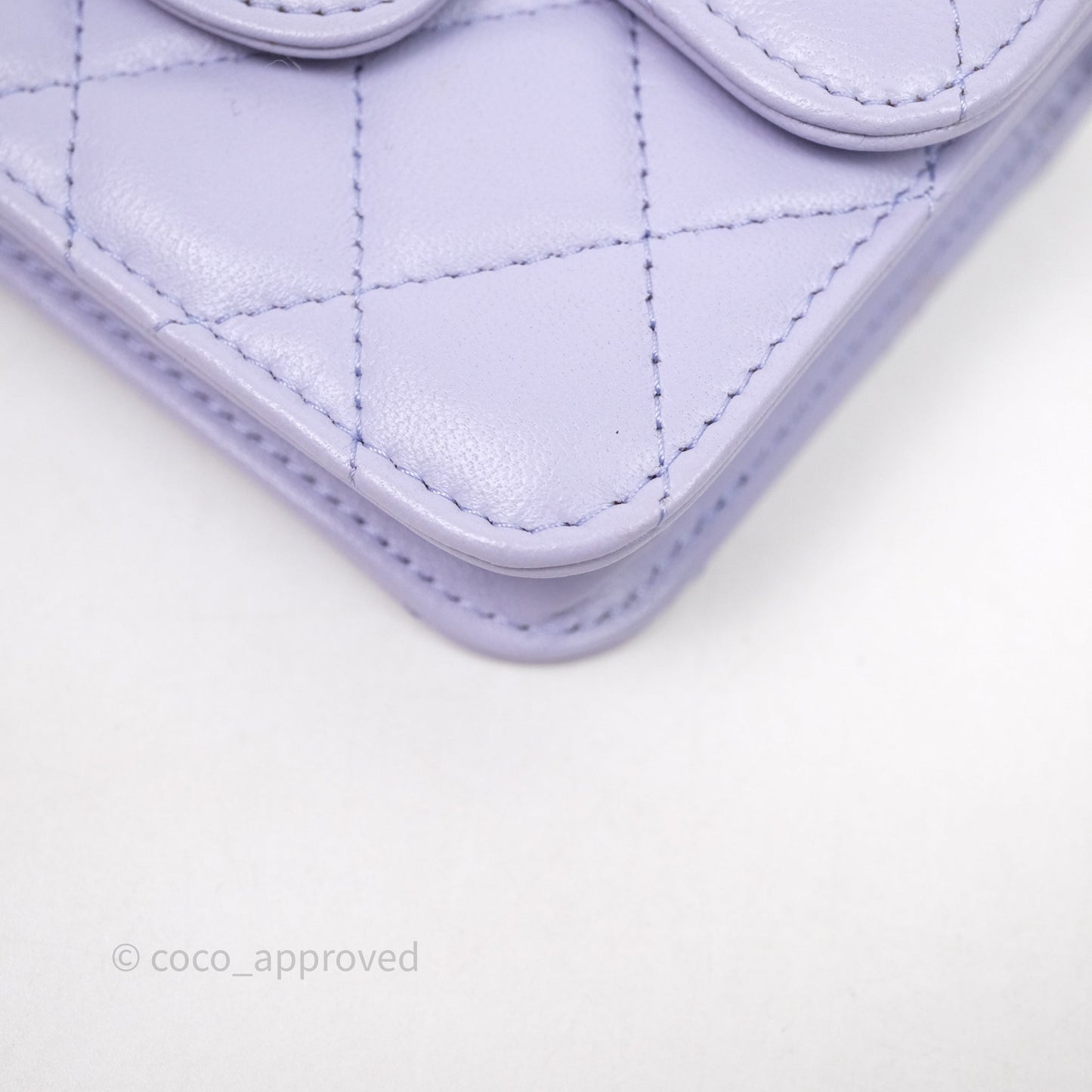 Chanel Mini Handle Flap Coin Purse With Chain Lilac Lambskin Gold Hardware