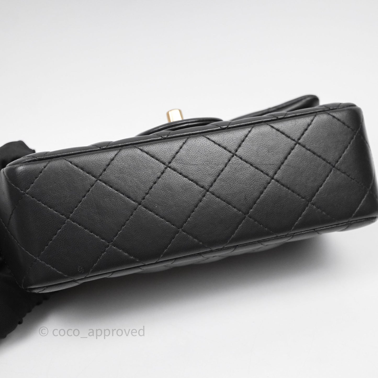 Chanel Mini Rectangular Flap Quilted Black Lambskin Gold Hardware