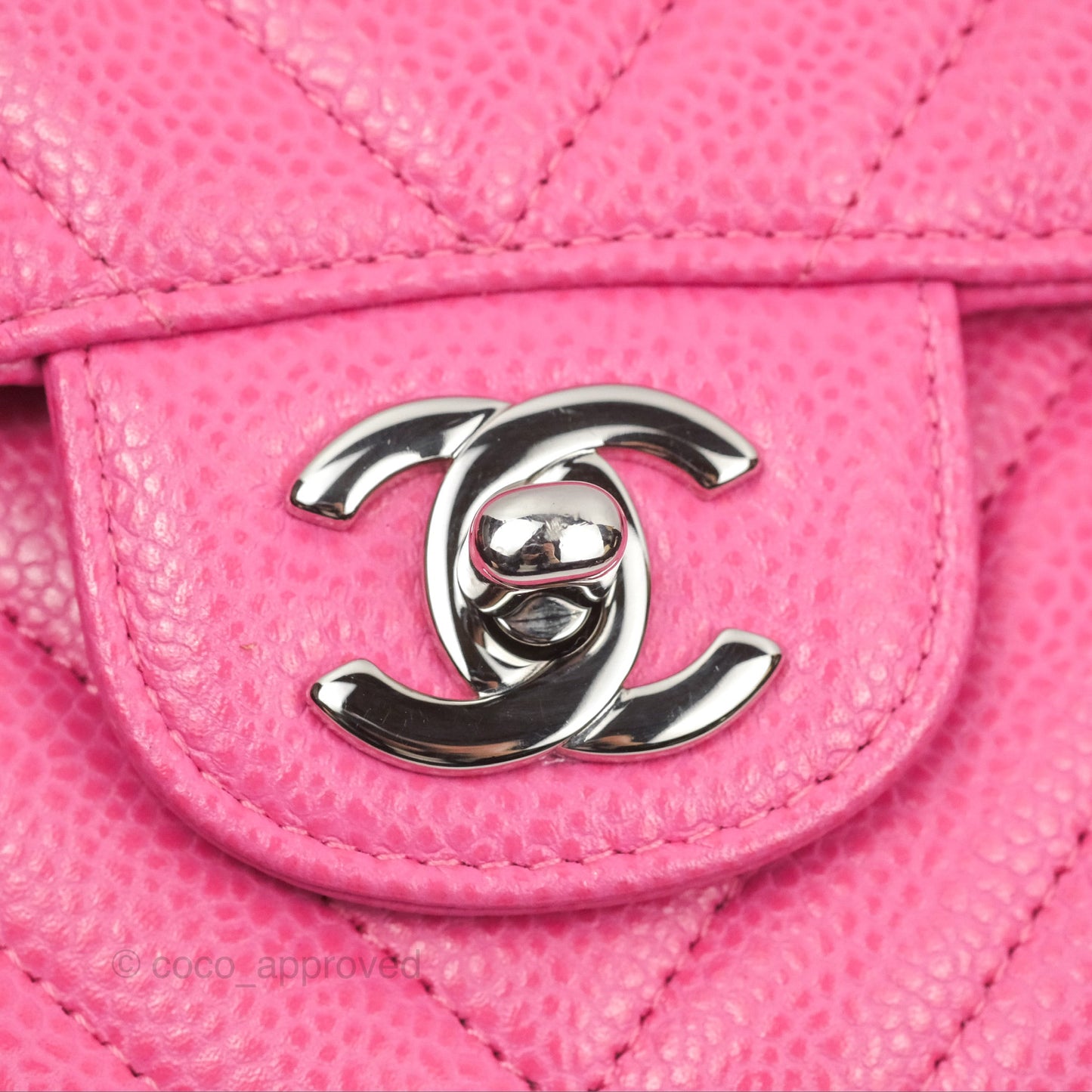 Chanel Medium Classic Flap Chevron Pink Caviar Silver Hardware