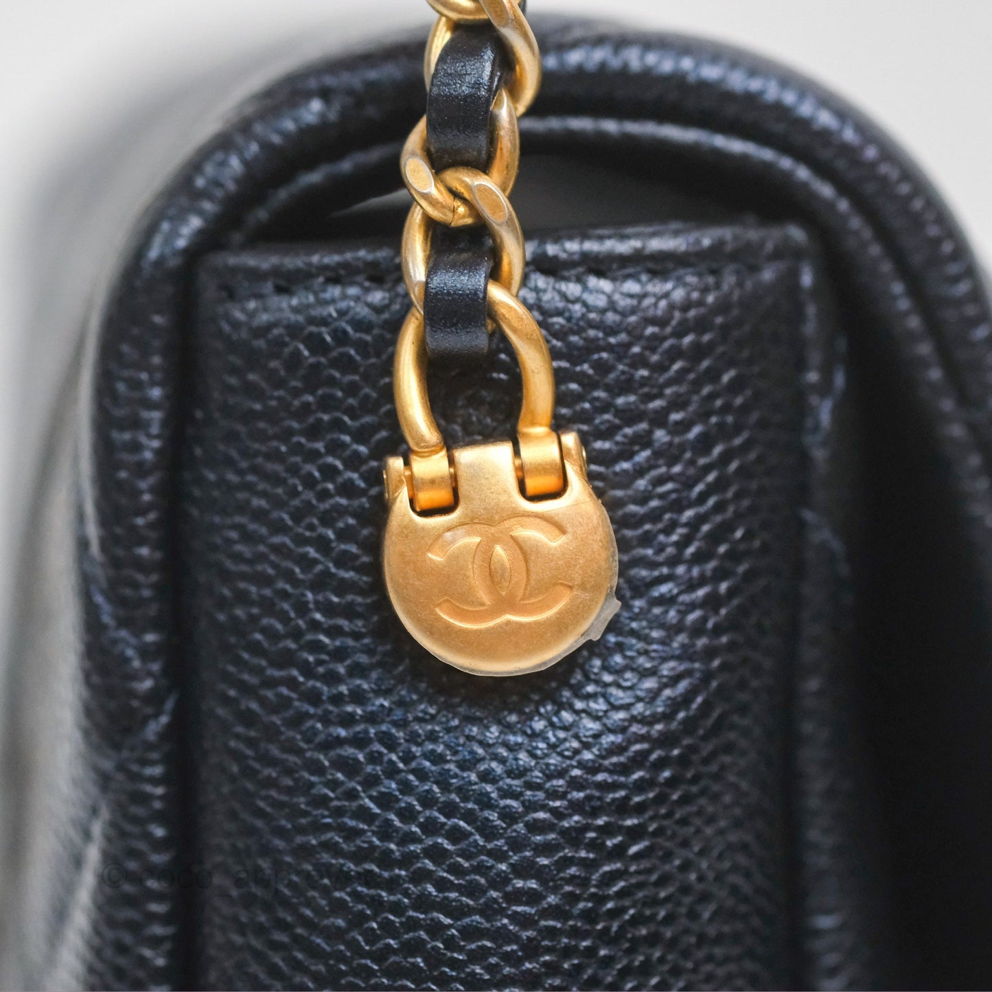 Chanel Quilted My Perfect Mini Iridescent Navy Caviar Aged Gold Hardware 21K