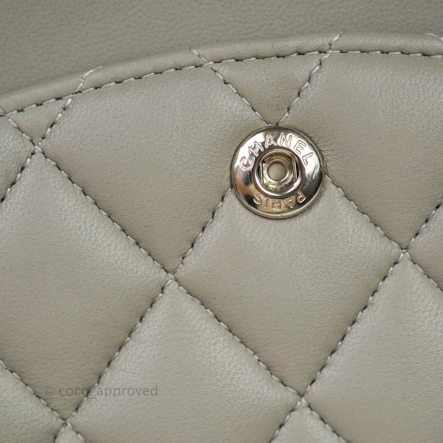 Chanel M/L Medium Double Flap Bag Grey Lambskin Silver Hardware 19B