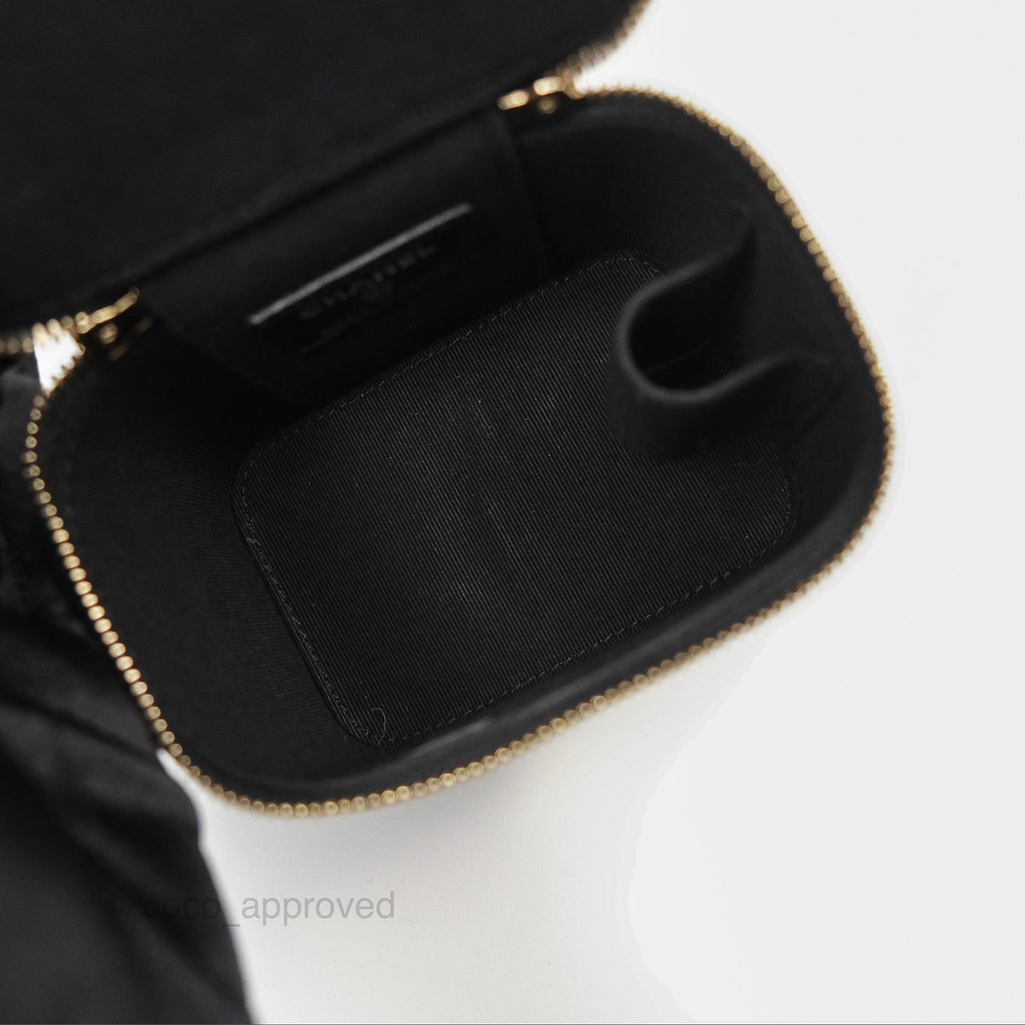 Chanel Mini Top Handle Vanity With Chain Black Lambskin Gold Hardware