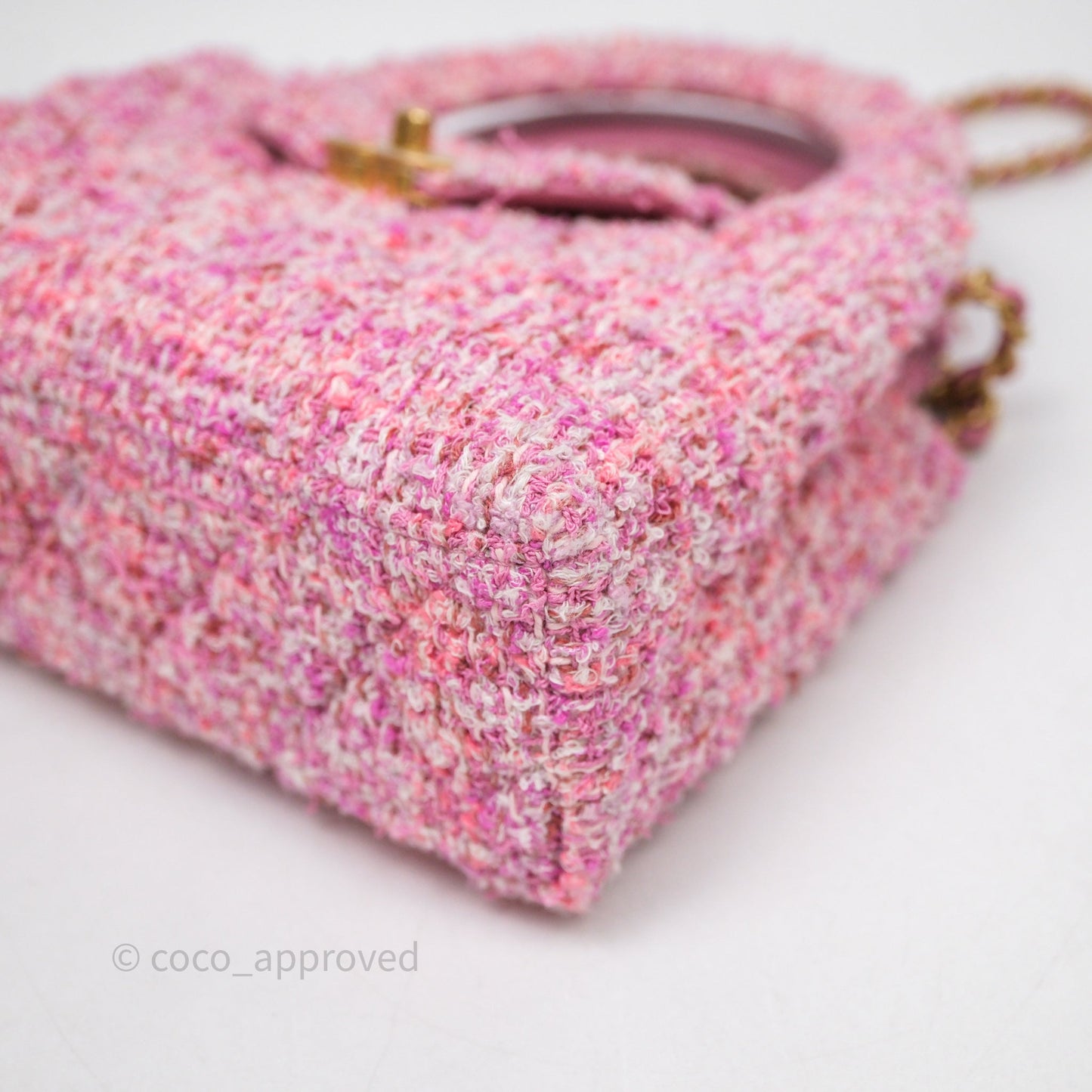Chanel Kelly Bag Pink Tweed Aged Gold Hardware