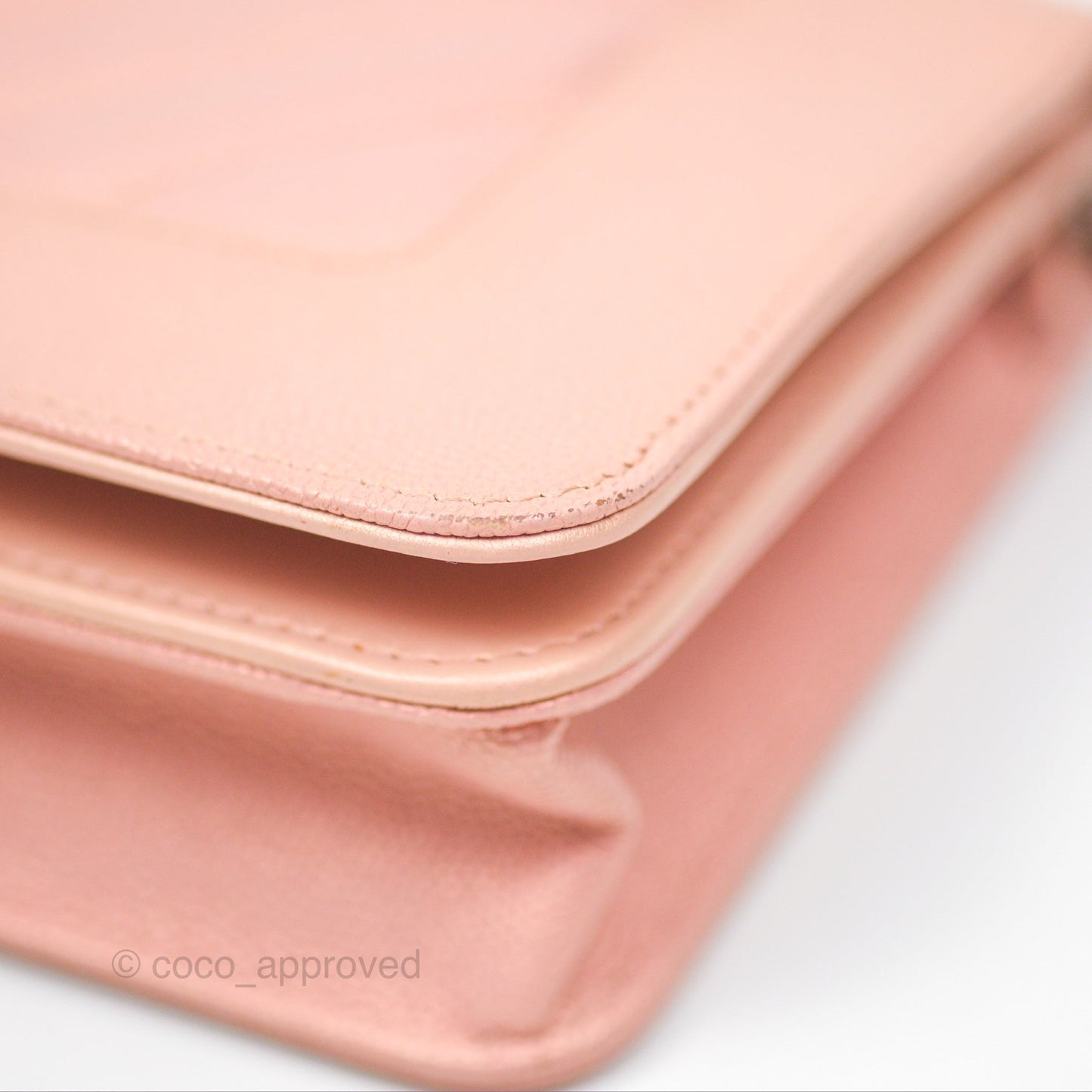 Chanel Mademoiselle Wallet On Chain WOC Chevron Iridescent Pink Caviar Silver Hardware