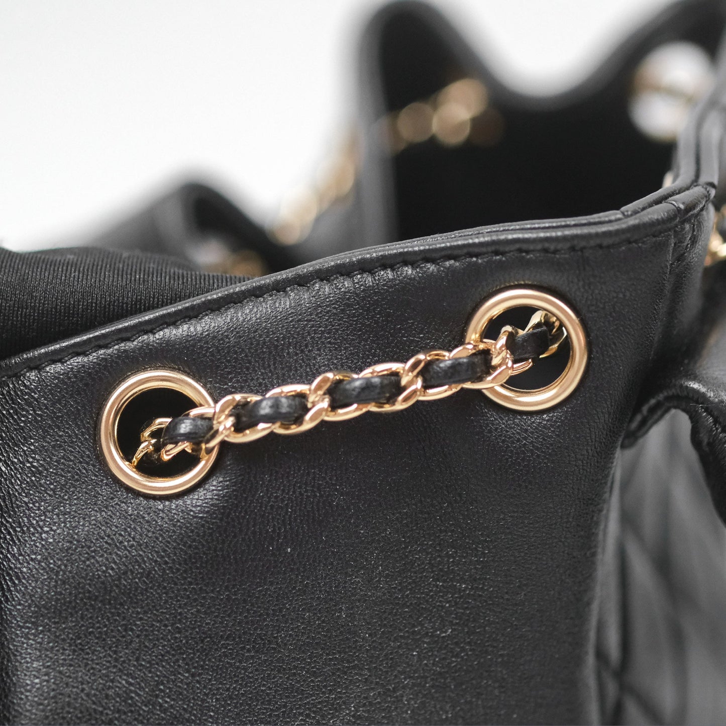 Chanel Quilted Small Duma Drawstring Backpack Black Lambskin