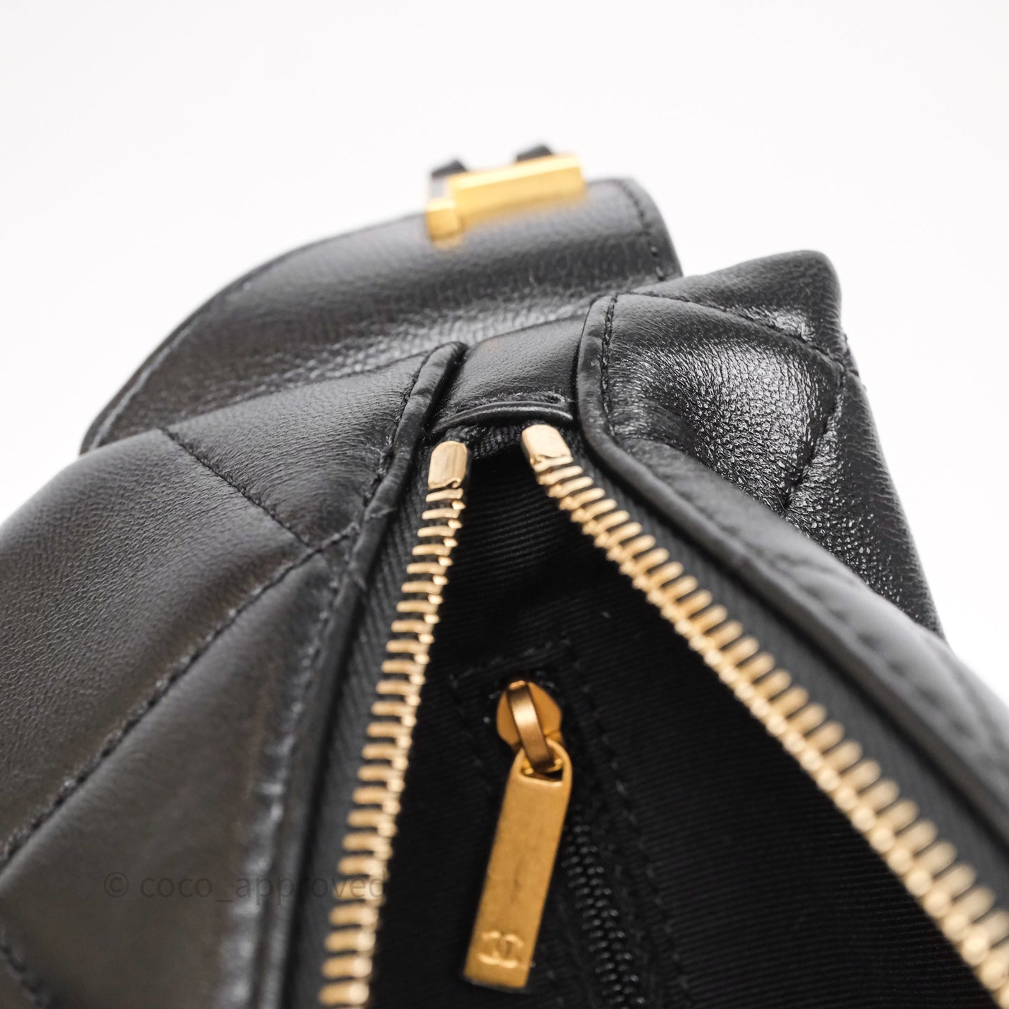Chanel Quilted Waist Bag Lambskin Black Aged Gold Hardware