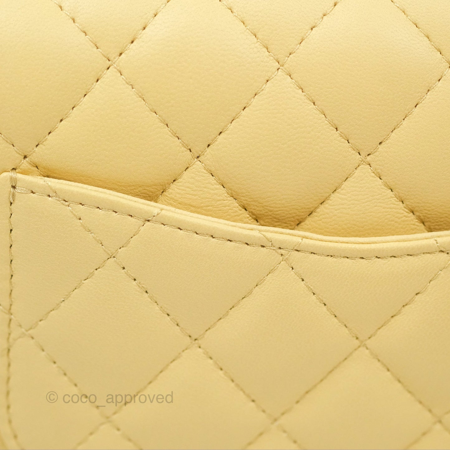 Chanel Mini Square Quilted Yellow Lambskin Gold Hardware