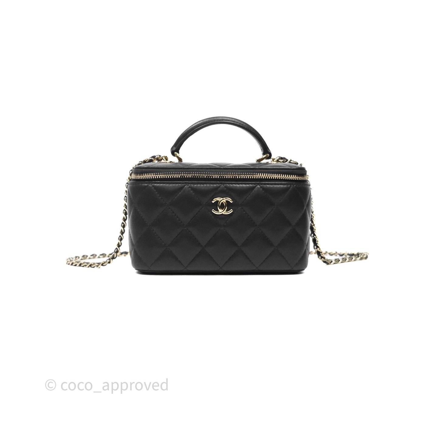 Chanel Trendy CC Vanity Rectangular Top Handle Dark Grey Lambskin Gold Hardware