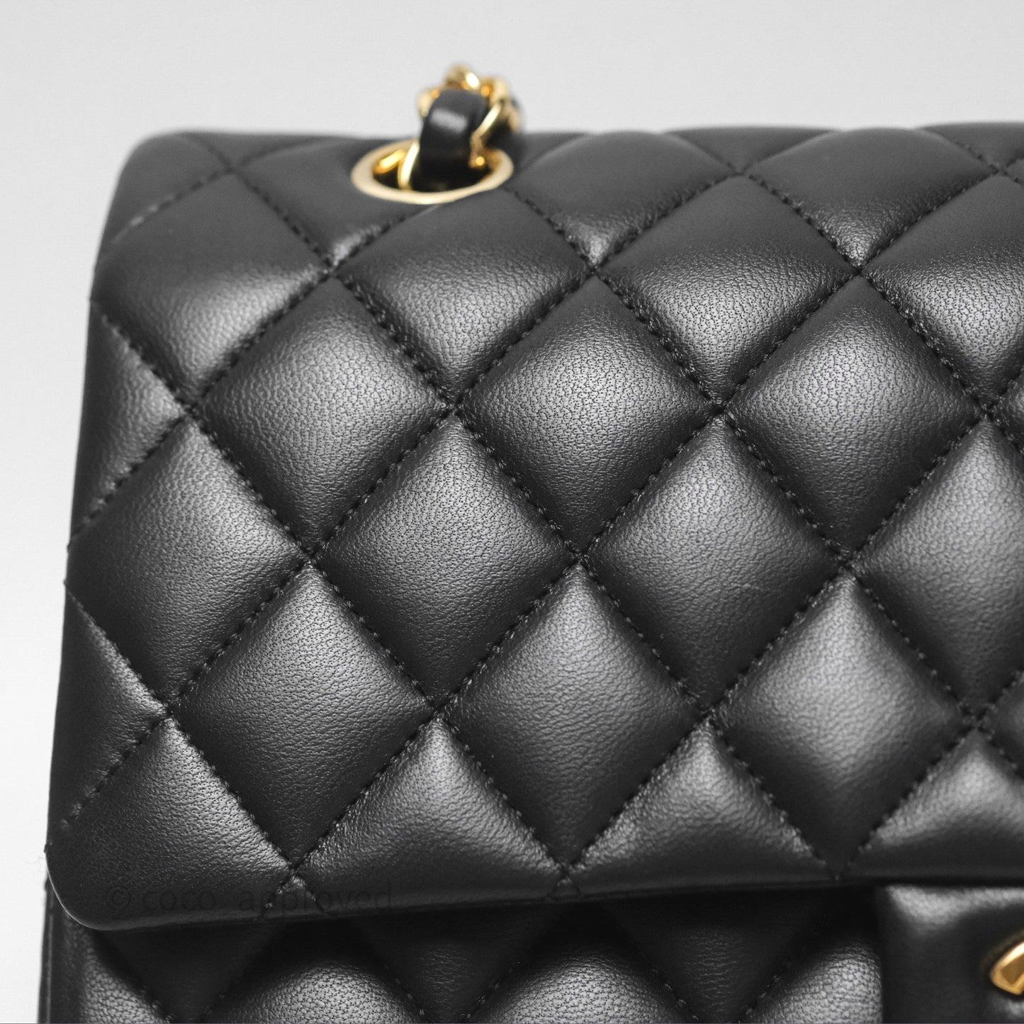 Chanel Classic M/L Medium Flap Quilted Black Lambskin Gold Hardware