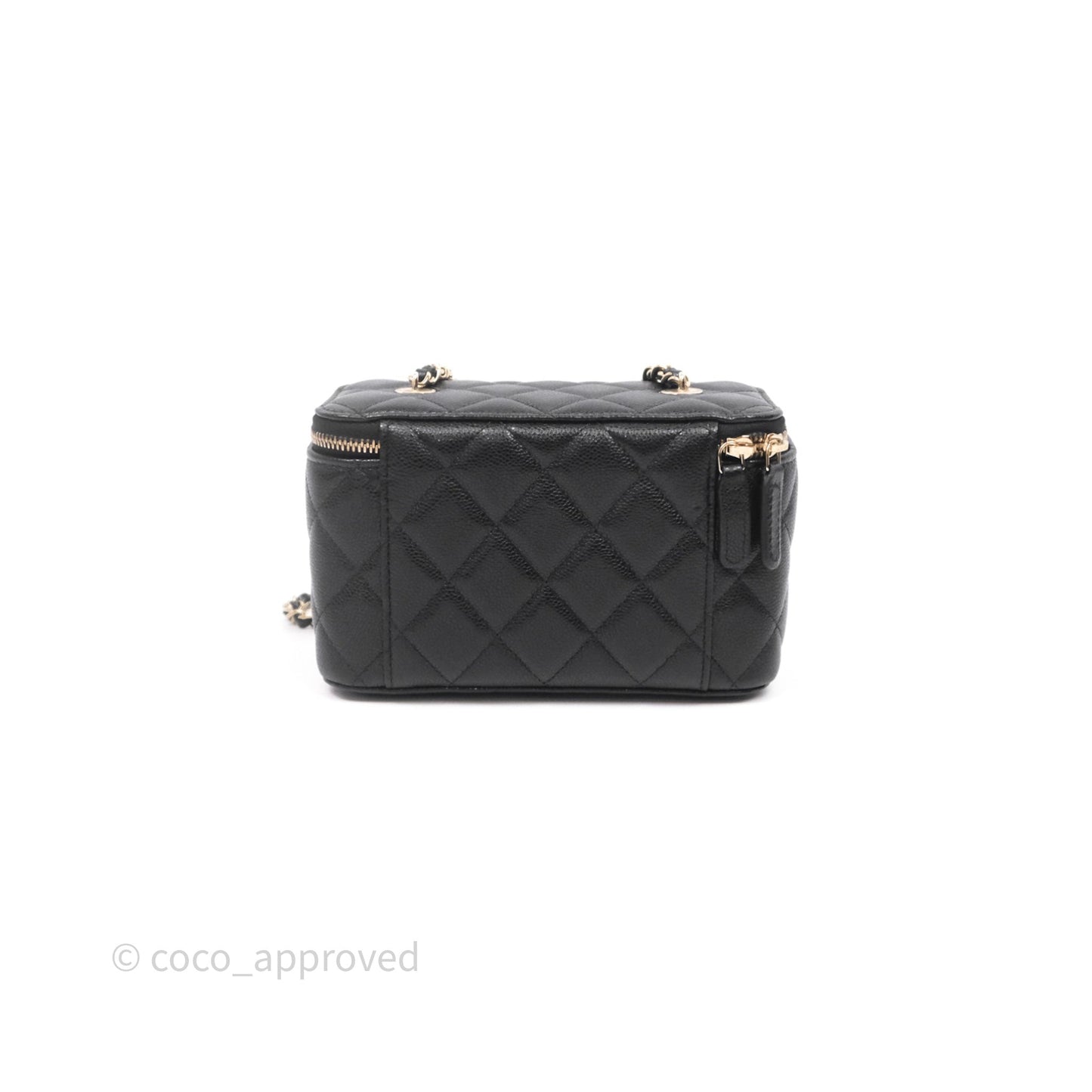 Chanel Vanity Rectangular With Chain Black Caviar Gold Hardware