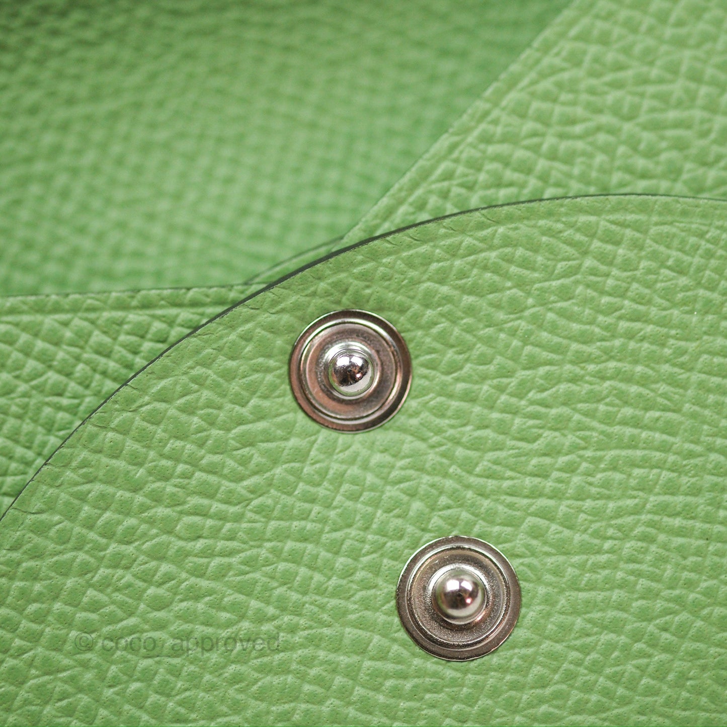 Hermès Calvi Duo Compact Card Holder 3I Vert Criquet Epsom Palladium Hardware