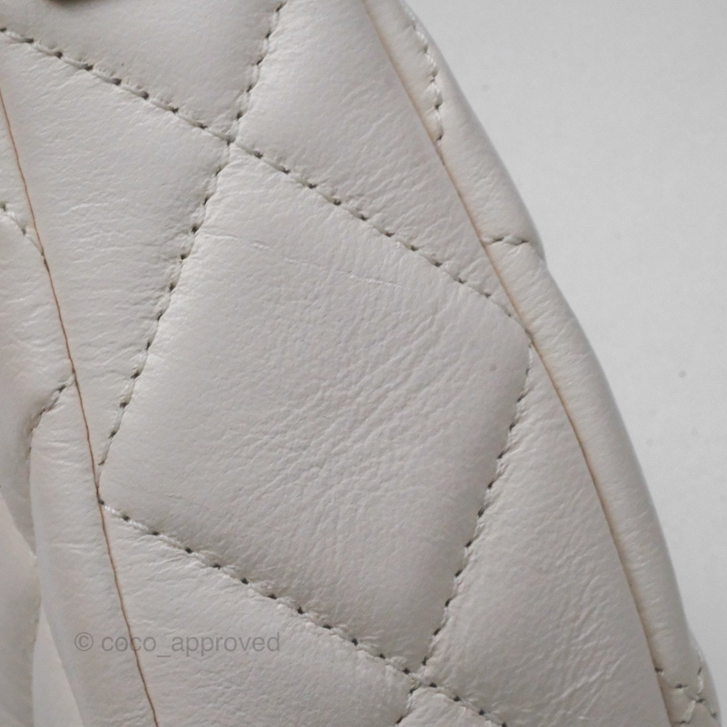 Chanel Hobo Bag White Aged Calfskin Aged Gold Hardware