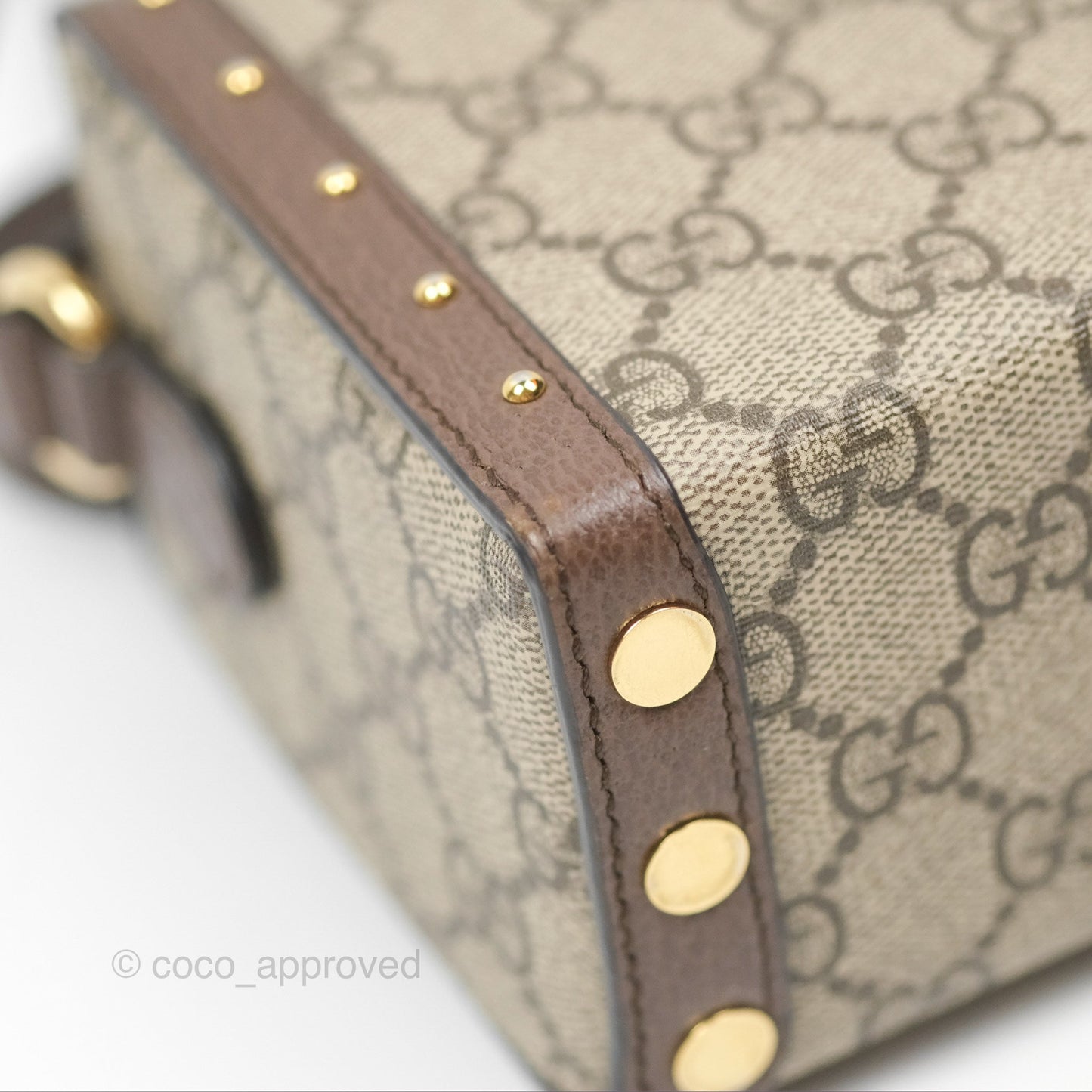 Gucci Gucci Brown/Beige GG Supreme Canvas and Leather Mini Trunk Bag