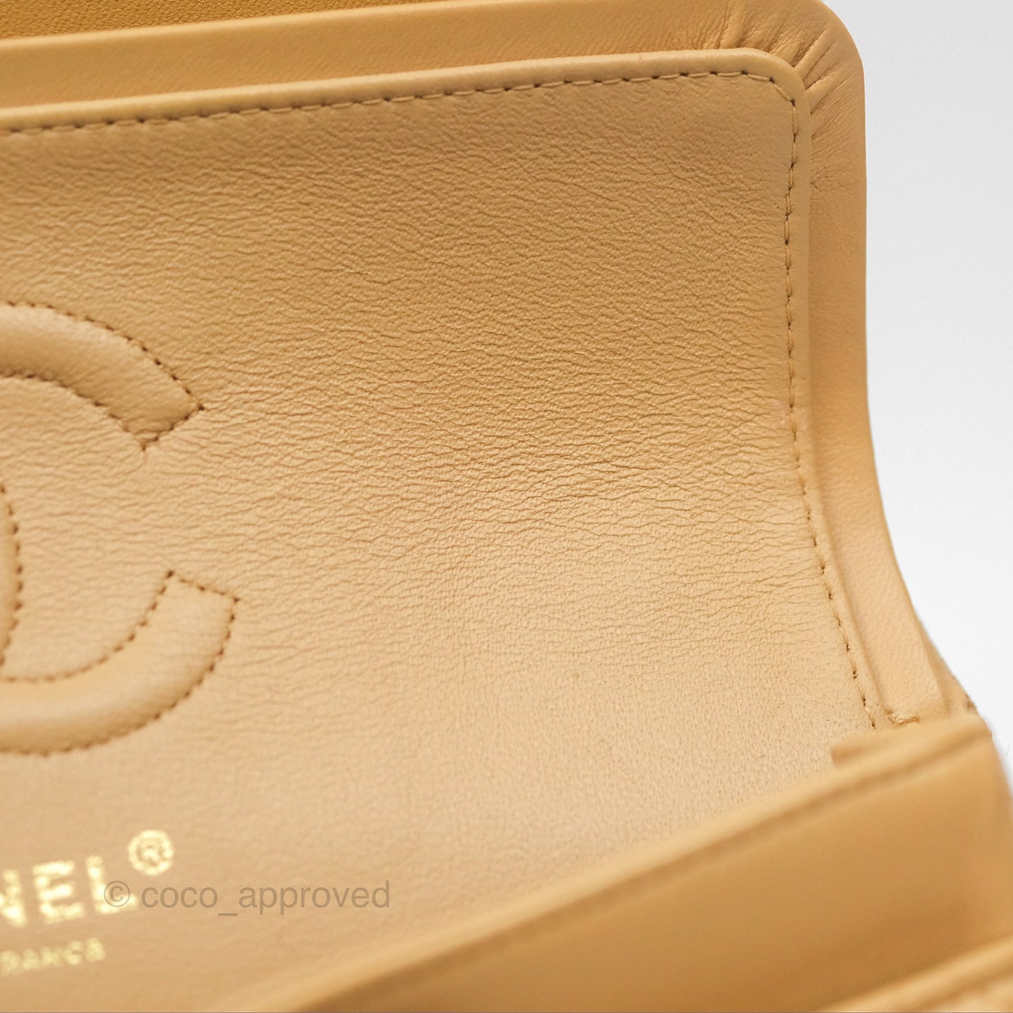 Chanel Vintage Small Classic Flap Beige Lambskin 24K Gold Hardware