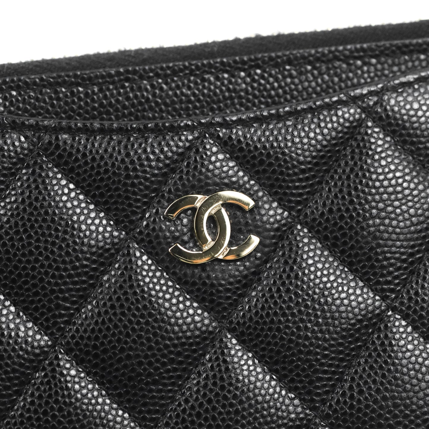 Chanel Quilted CC Zipped Card Holder Caviar Black Gold Hardware