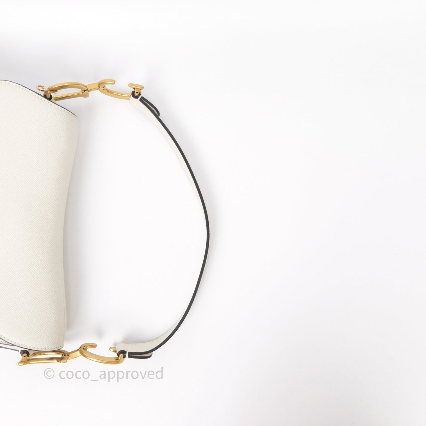 Christian Dior Saddle Bag White Grained Calfskin Gold Hardware