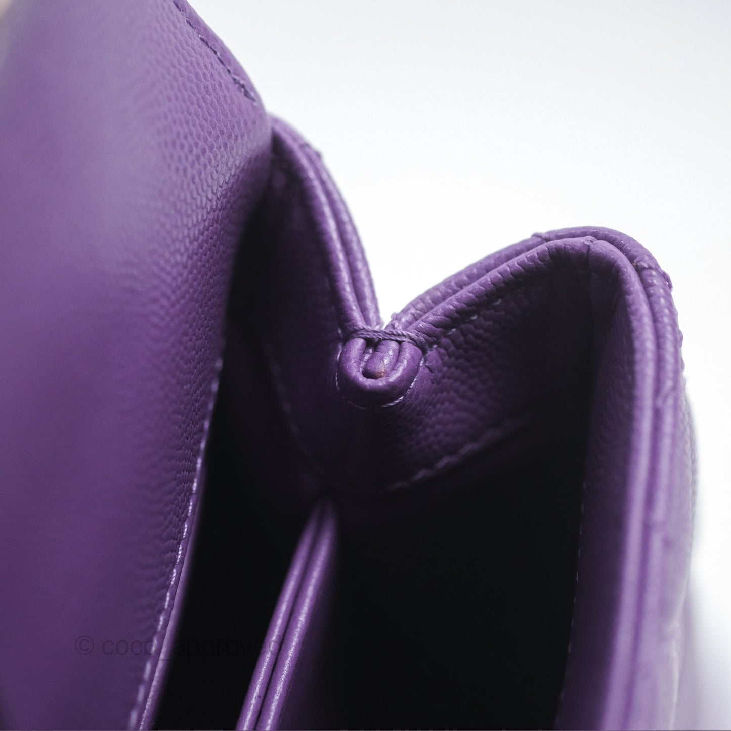 Chanel Quilted Mini Coco Handle Caviar Purple Gold Hardware