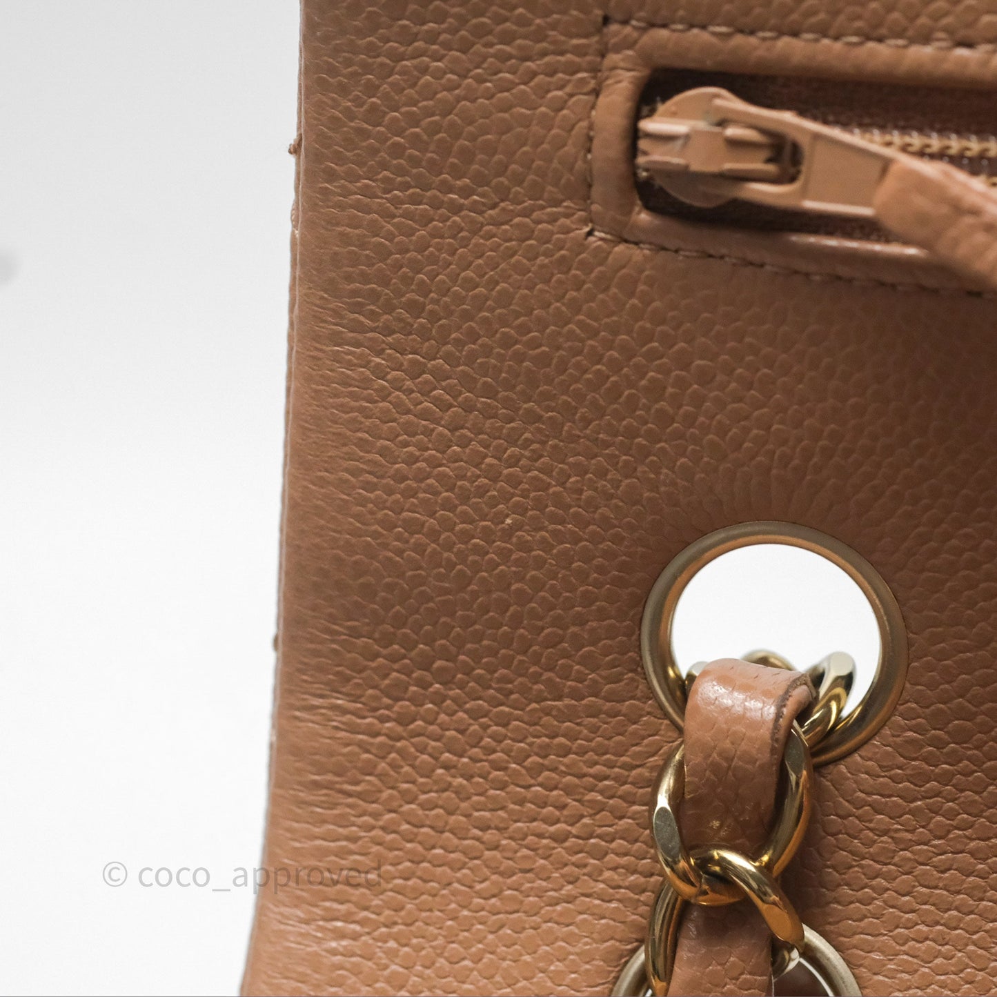 Chanel Small Classic Quilted Flap Dark Beige Caviar Gold Hardware