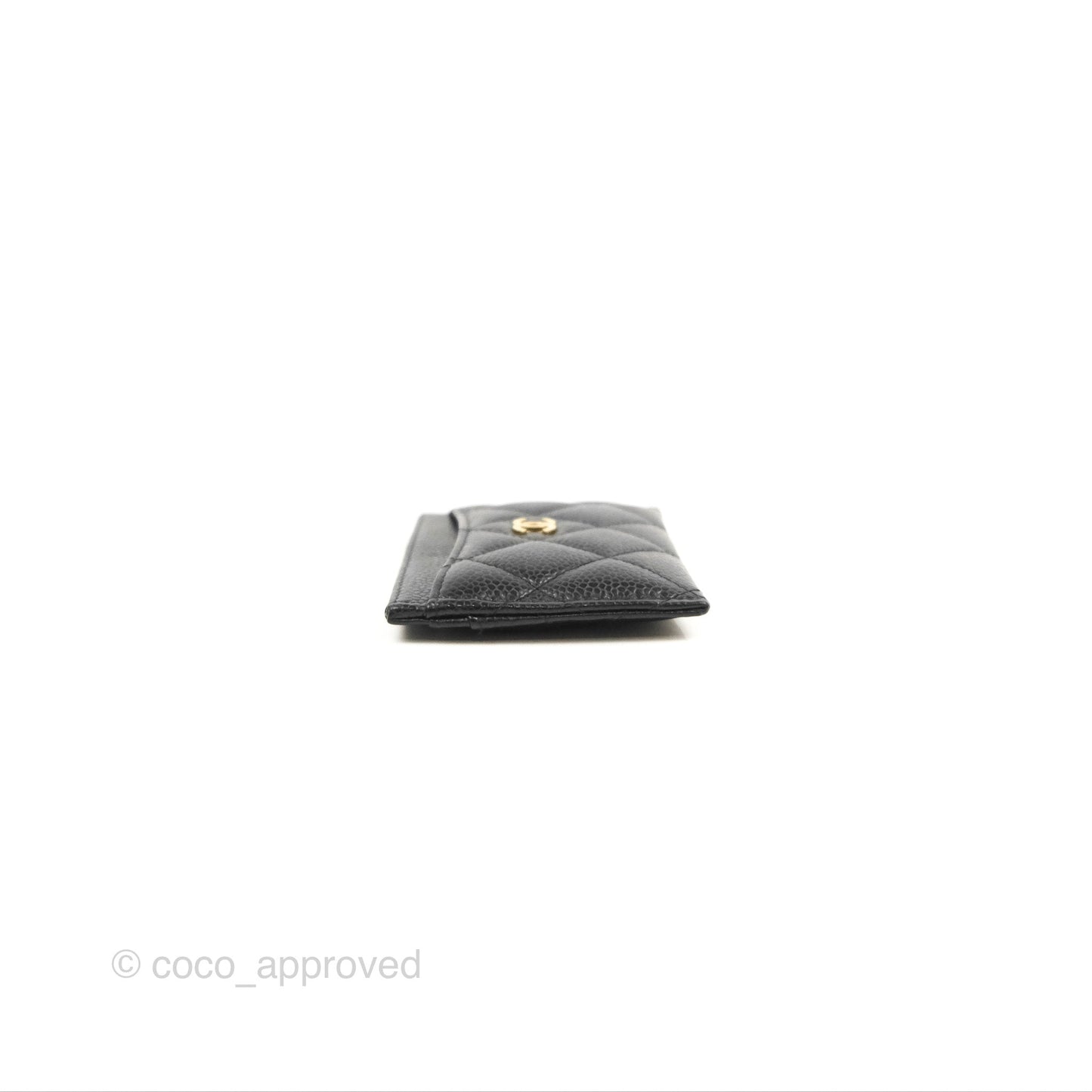 Chanel Classic Flat Card Holder Black Caviar Gold Hardware