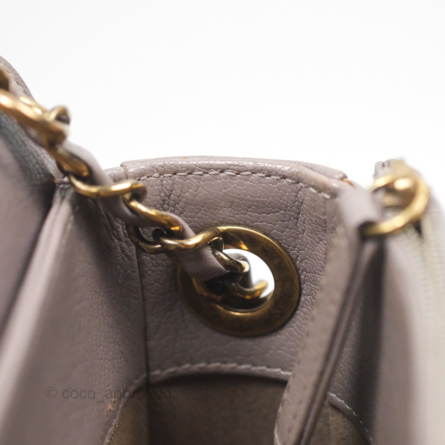 Chanel Coco Curve Flap Burnished Lilac Grey Calfskin Goatskin Antique Gold Hardware