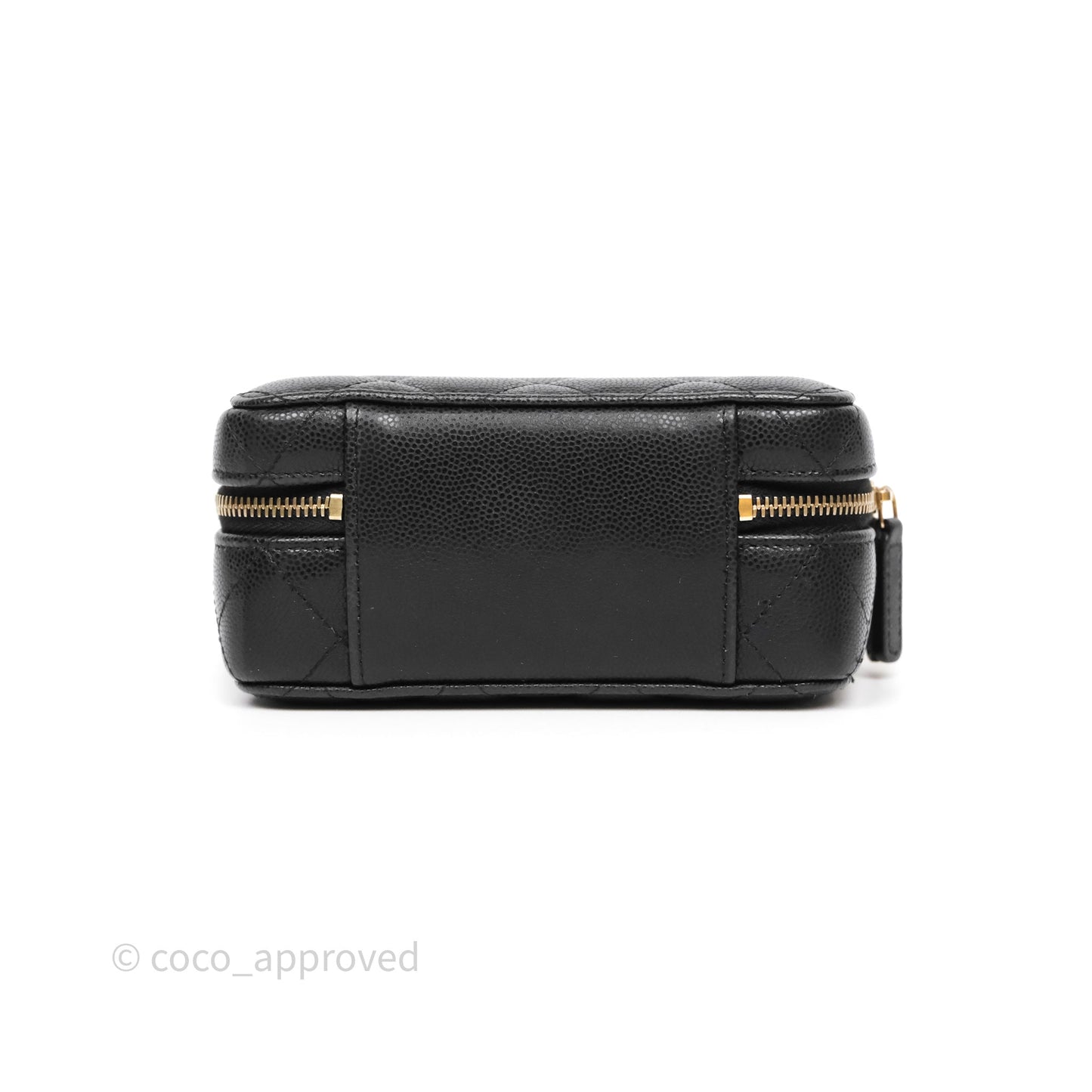 Chanel Quilted CC Coins Purse Chain Camera Case Black Caviar Aged Gold Hardware