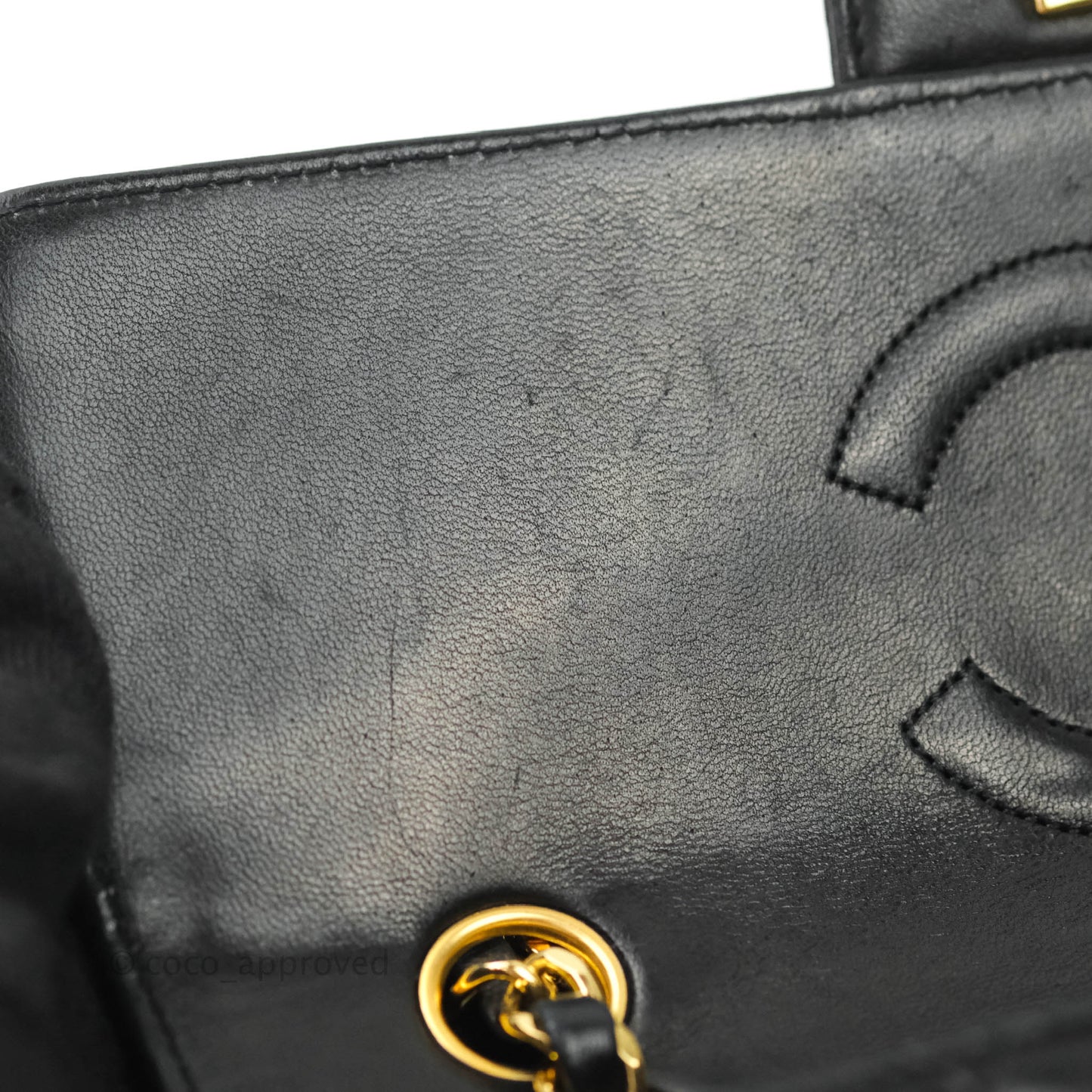 Chanel Vintage Flap Bag with Purse Pouch Black Lambskin 24K Gold Hardware