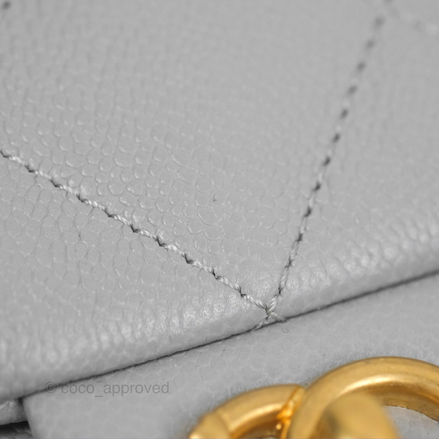Chanel Mini Flap Bag Heart Adjustable Chain Grey Caviar Aged Gold Hardware