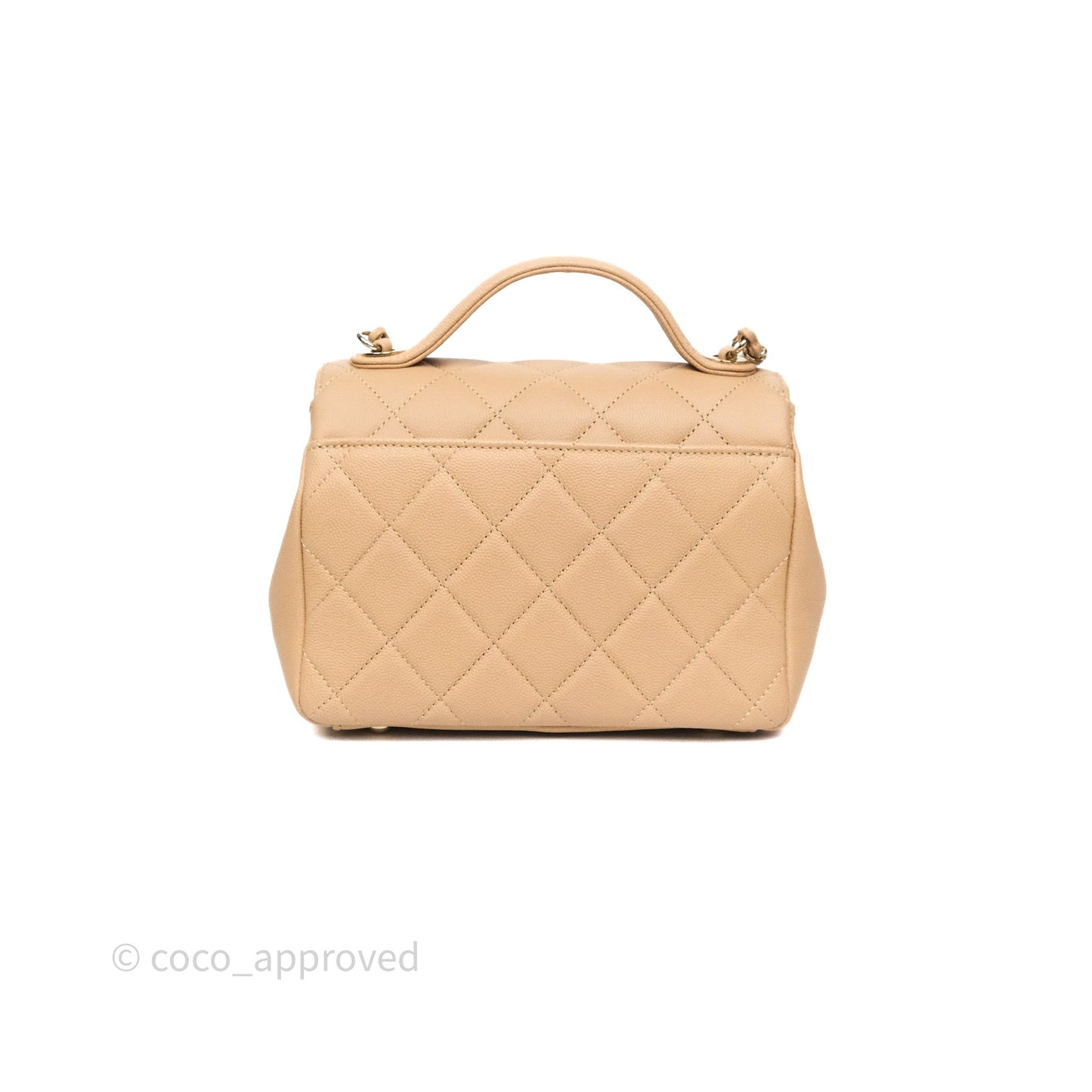 Chanel Small Business Affinity Flap Quilted Beige Caviar Gold Hardware