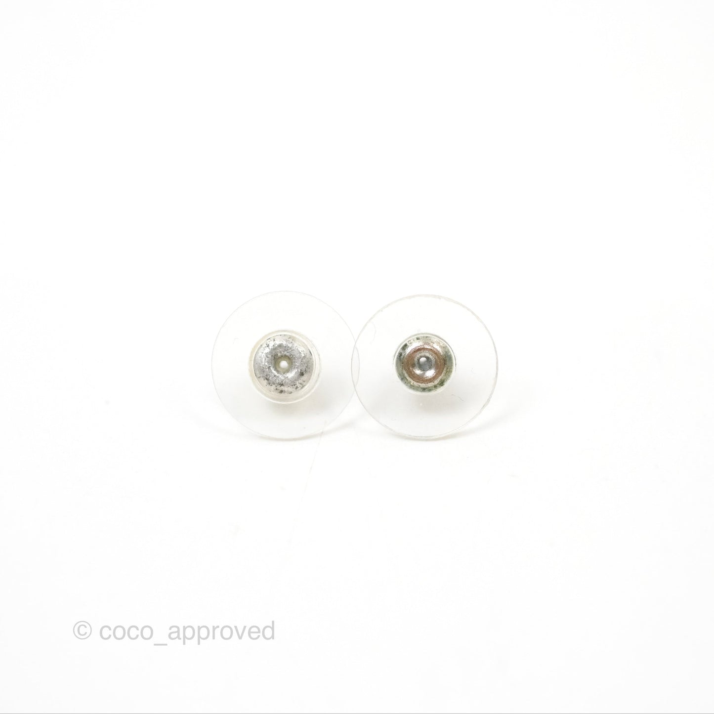 Chanel Round CC Black Earrings Gold Tone 17A