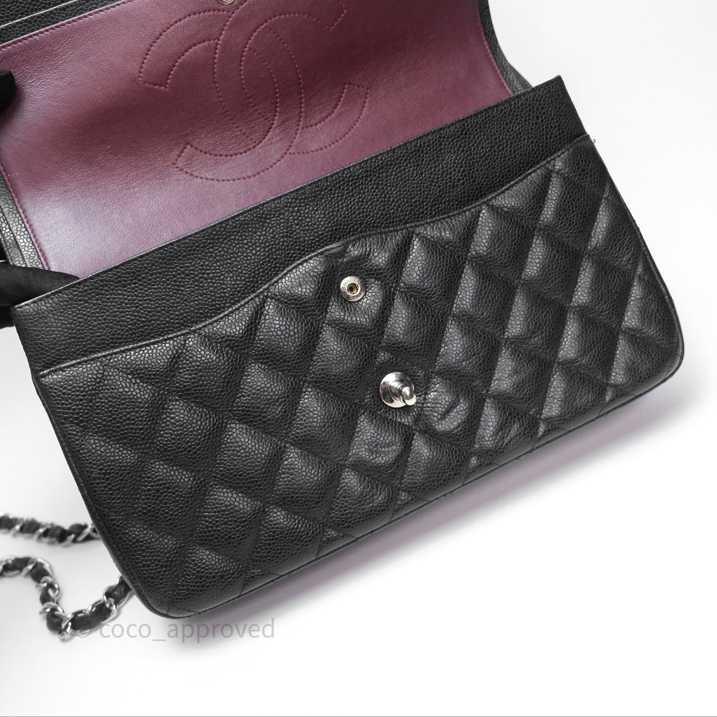 Chanel Jumbo Double Flap Black Caviar Silver Hardware⁣⁣