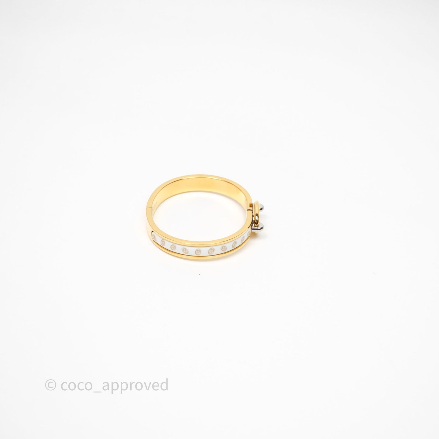 Hermes Mini Clic Chaîne d'Ancre Maillon Bracelet Orfèvre Jaune Or / Blanc