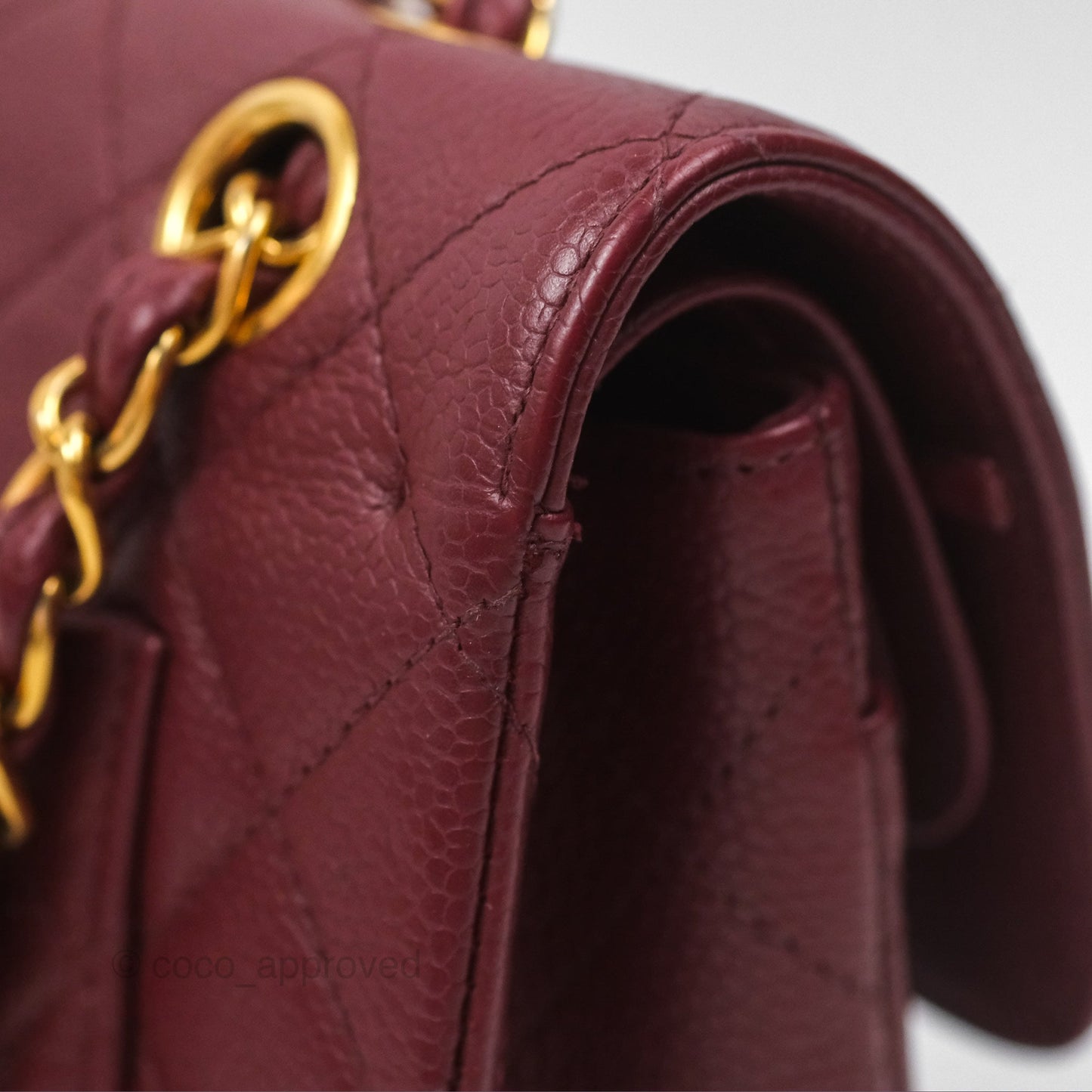 Chanel Vintage Classic Small S/M Flap Burgundy Caviar 24K Gold Hardware