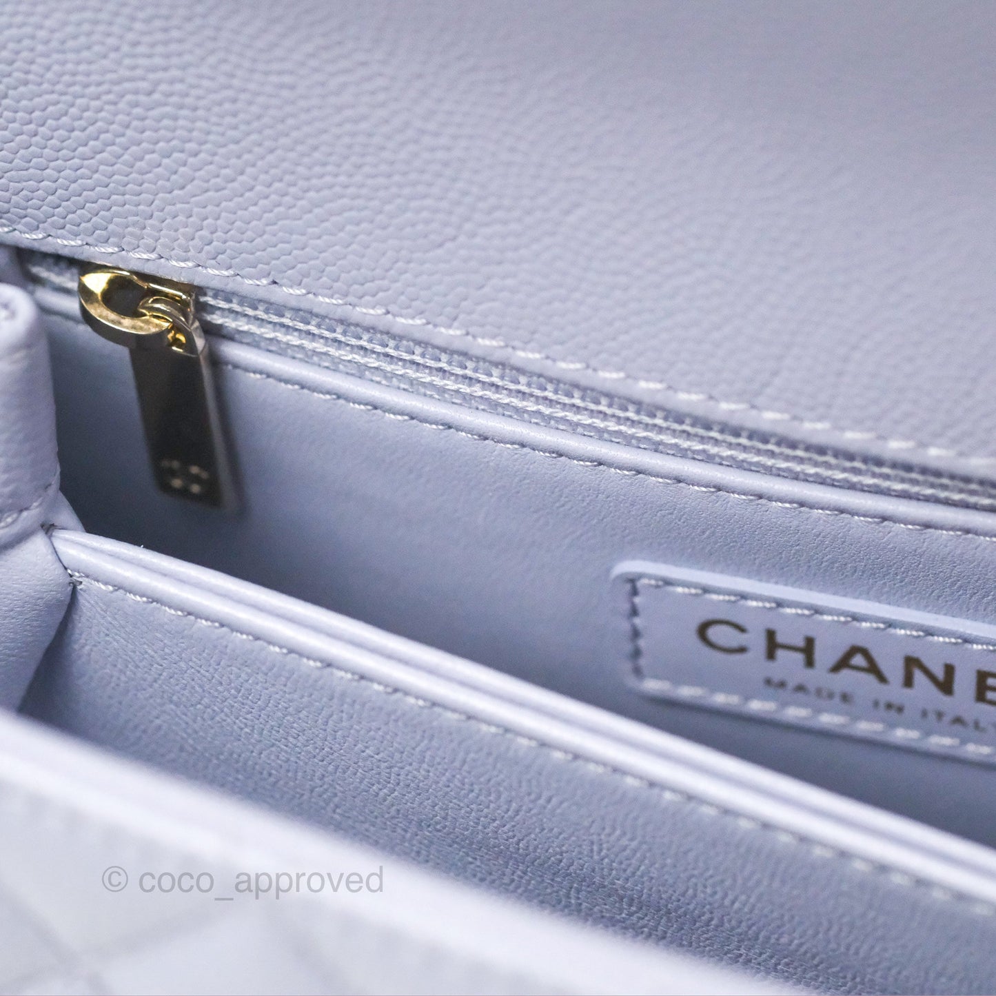 Chanel Small Coco Handle Quilted Purple Lilac Caviar Gold Hardware 21K