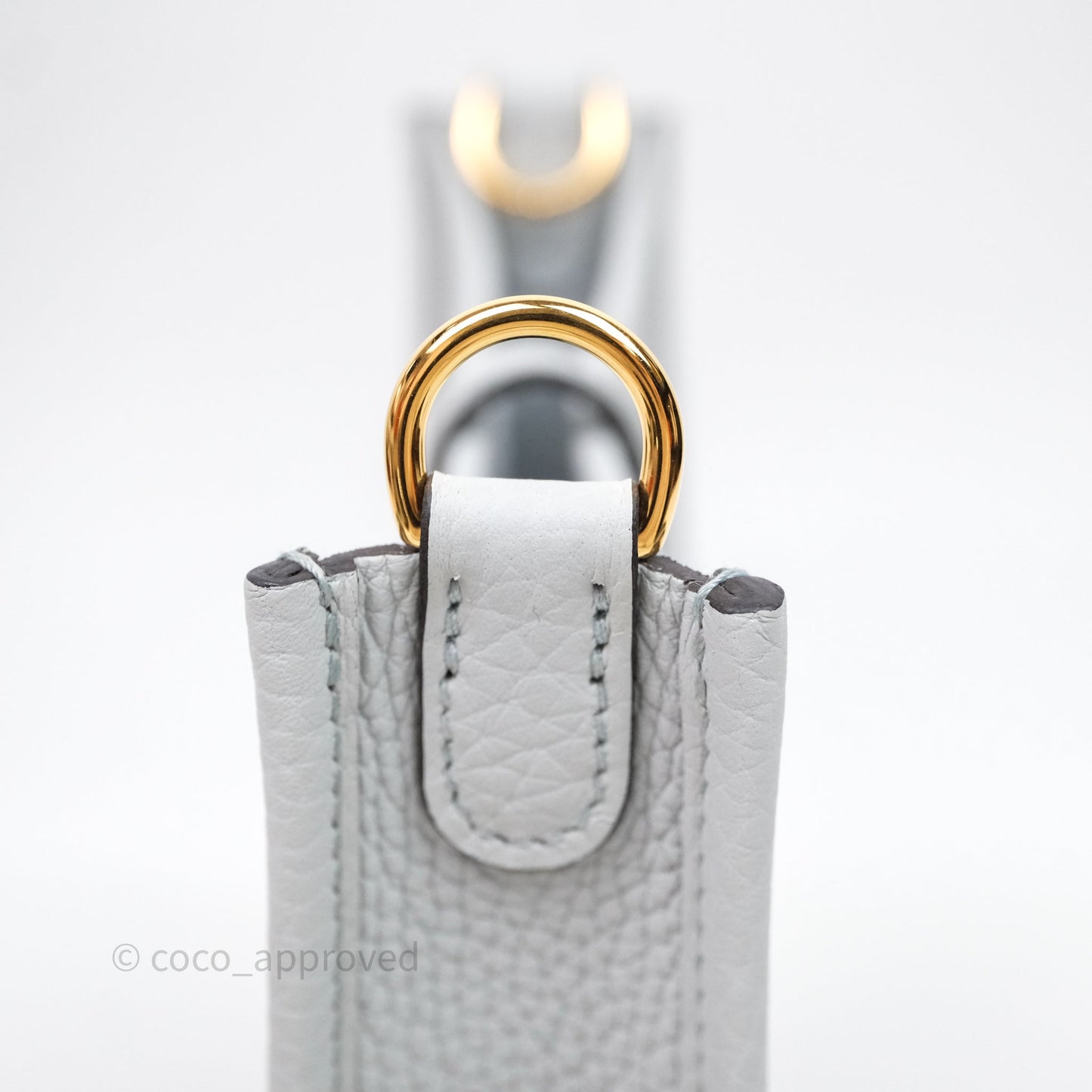 Hermès Mini Evelyne 16 Bleu Pale 08 Clemence Gold Hardware
