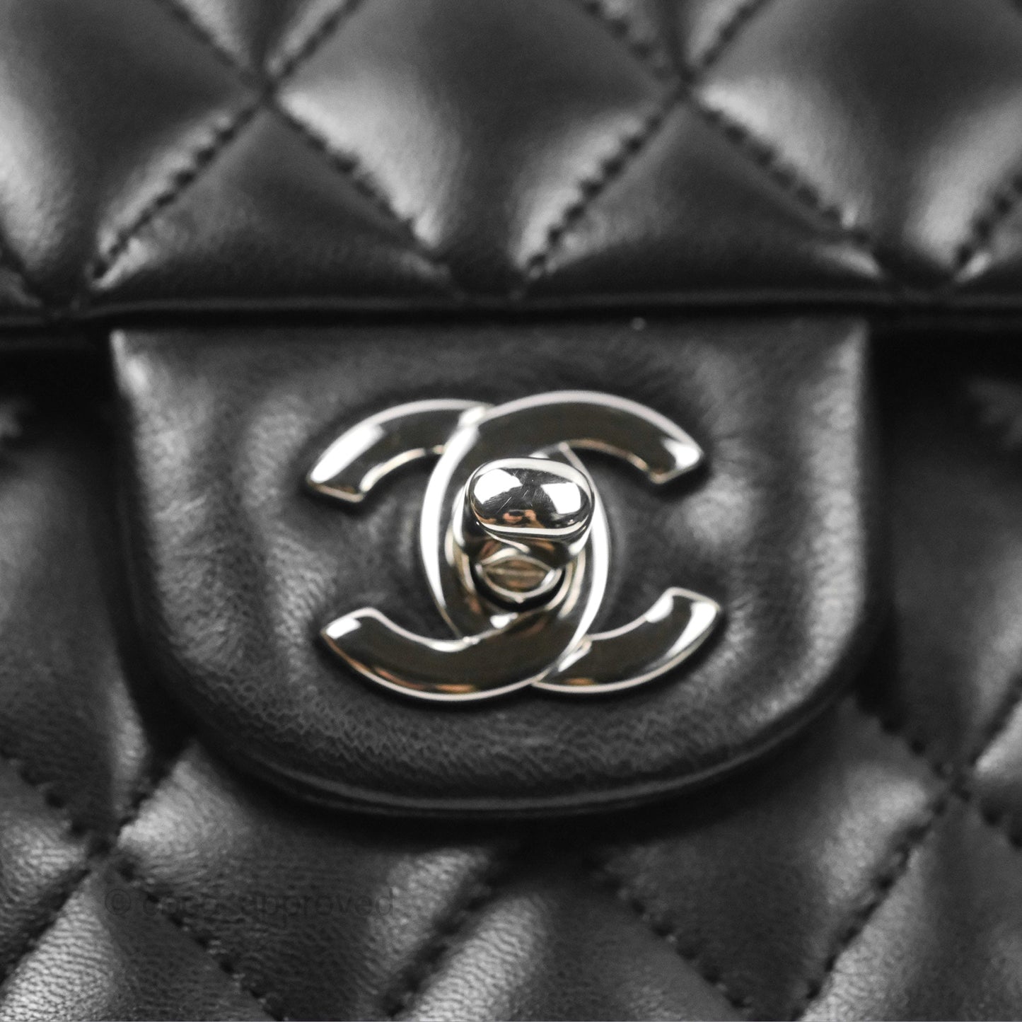 Chanel Classic M/L Medium Flap Quilted Black Lambskin Silver Hardware