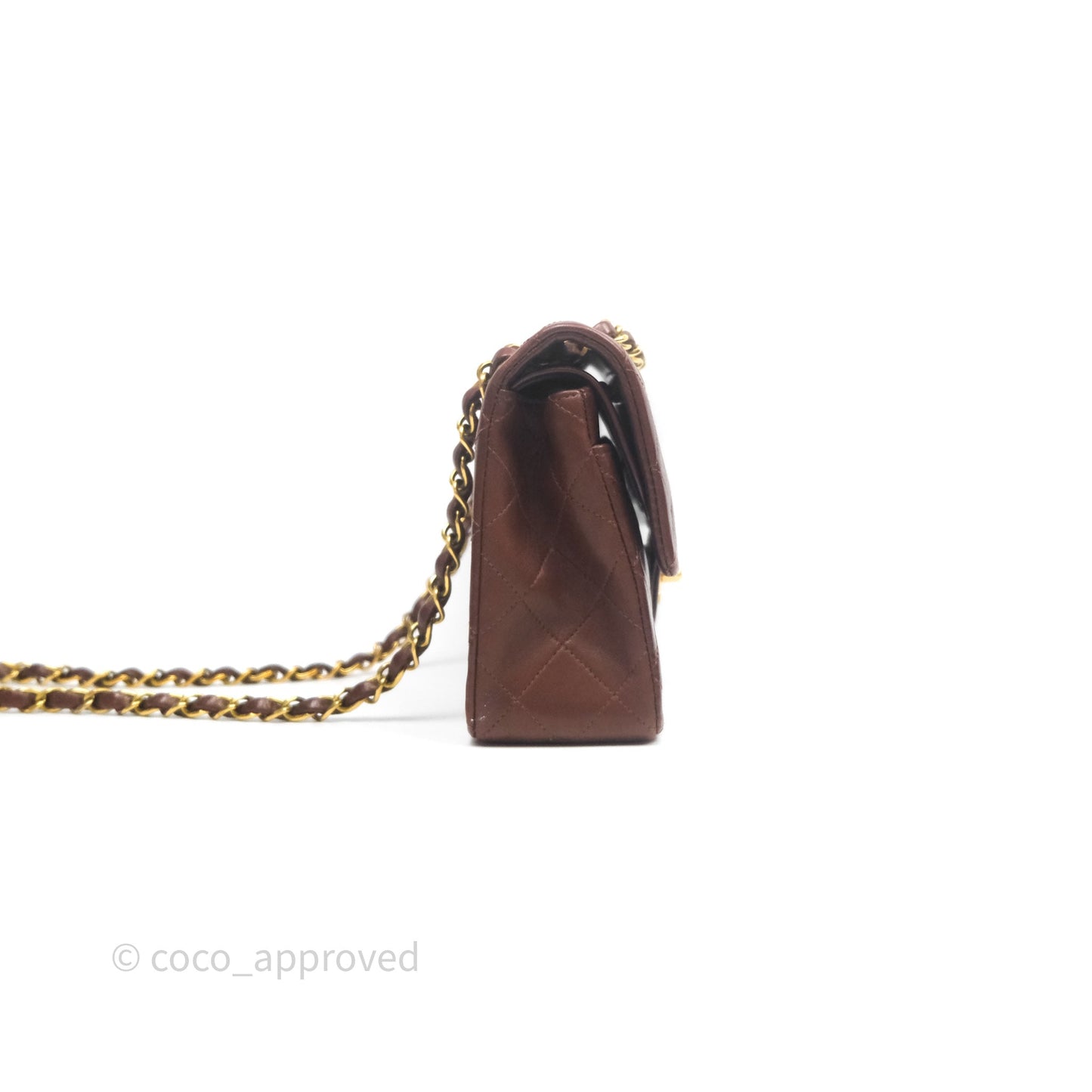 Chanel Vintage Small Classic Flap Brown Lambskin 24K Gold Hardware