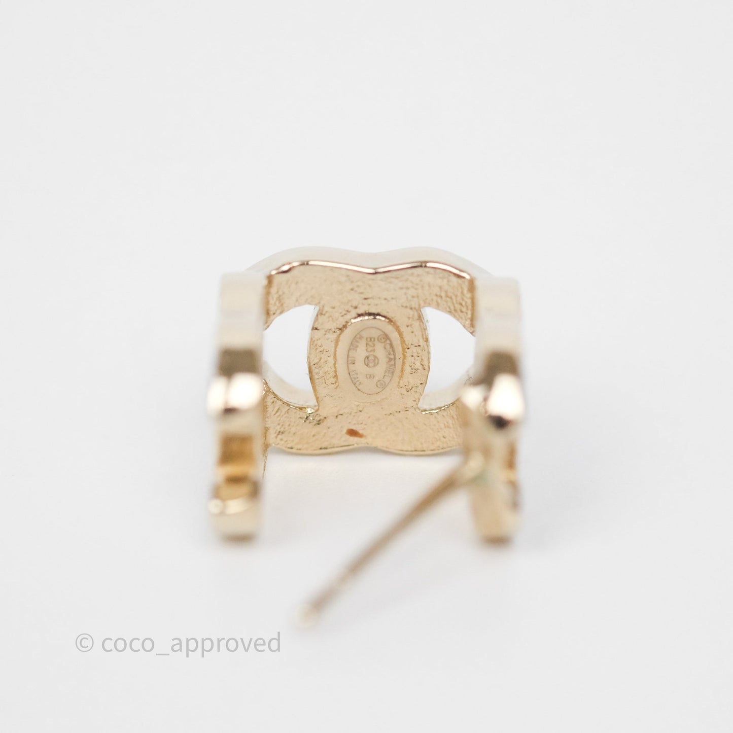 Chanel CC Crystals Square Earrings Gold Tone 23B